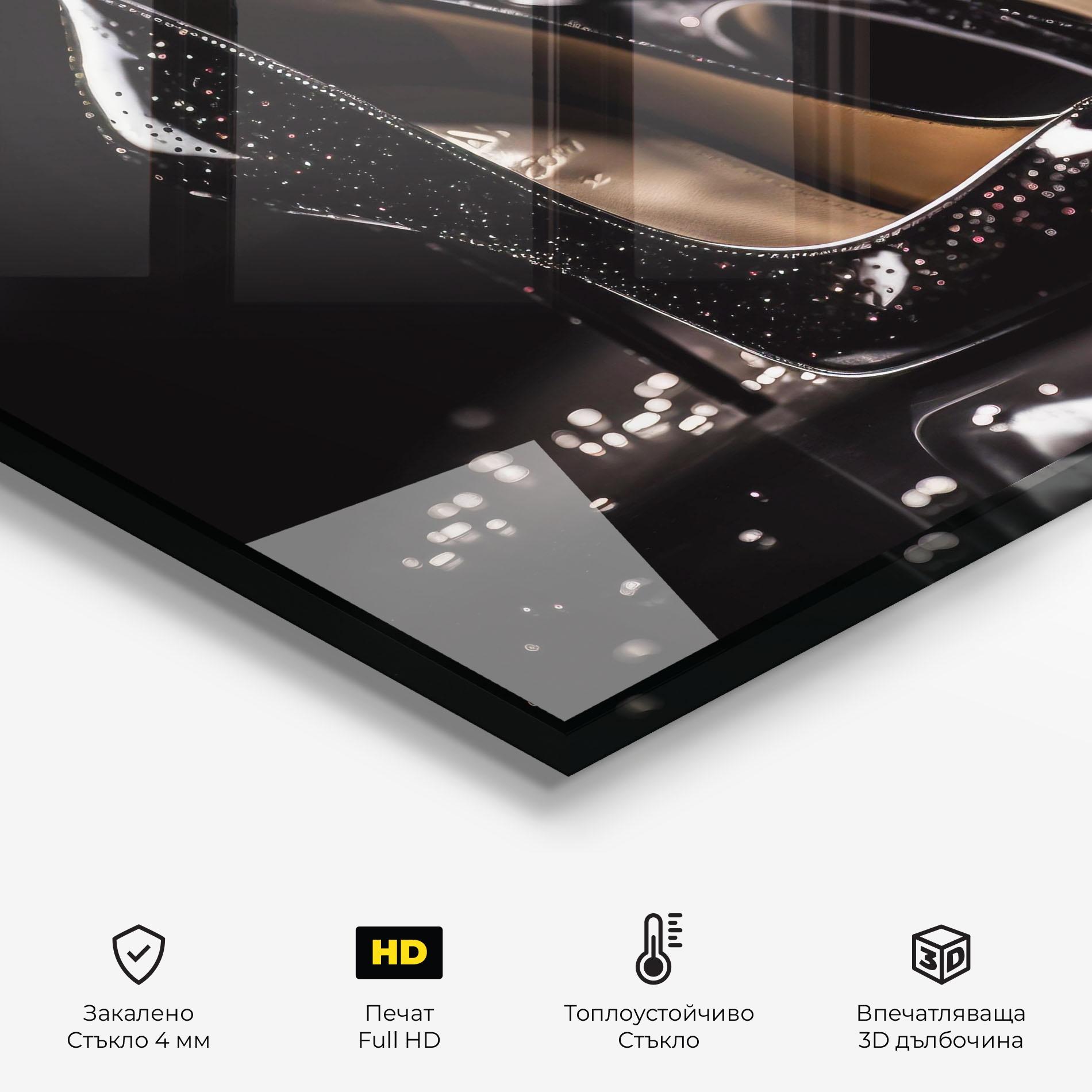 Стъклен панел за кухня Black Leather Shoe mockup 2