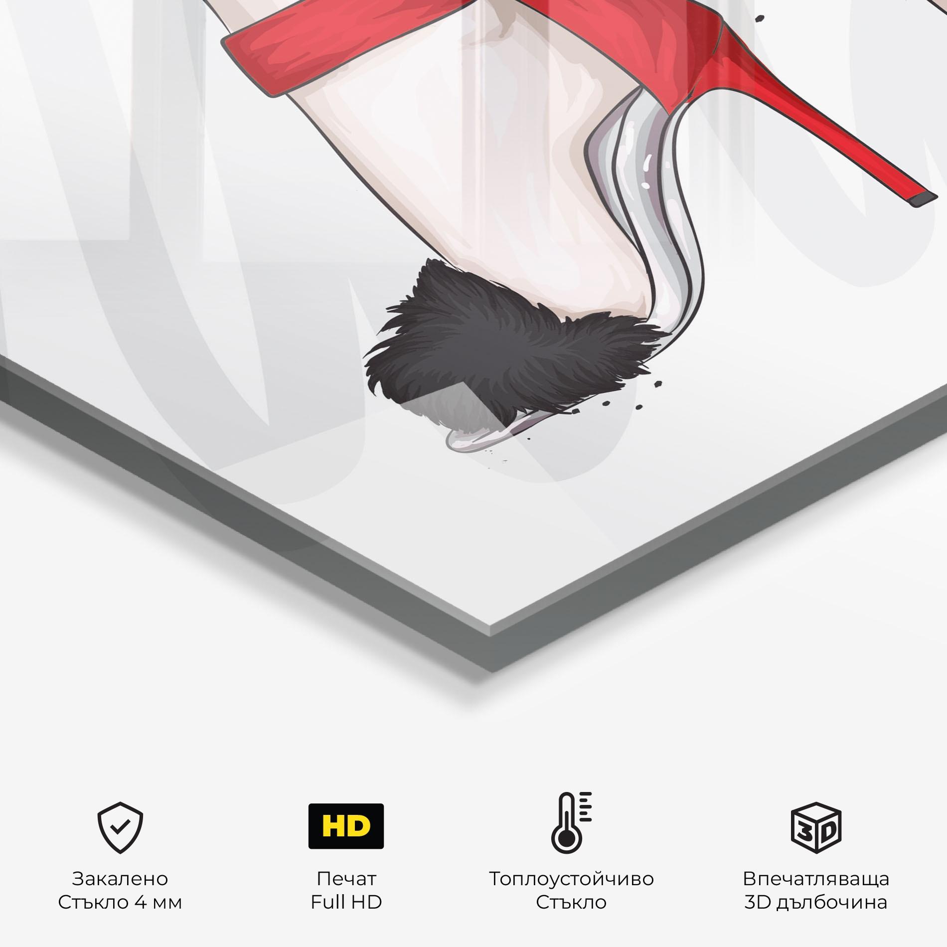 Стъклен панел за кухня Black Red Heels mockup 2