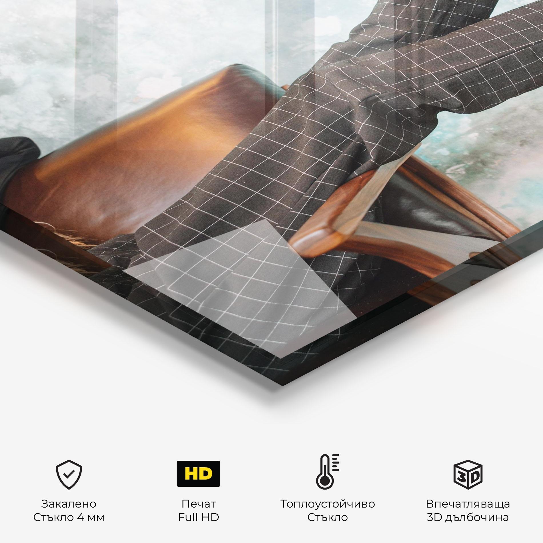 Стъклен панел за кухня Black Shoes On Chair mockup 2