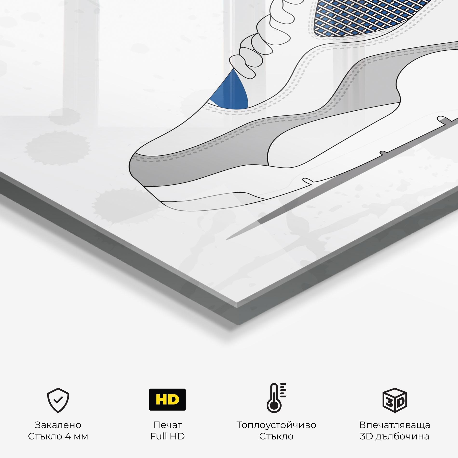 Стъклен панел за кухня Blue Grey Sneakers mockup 2