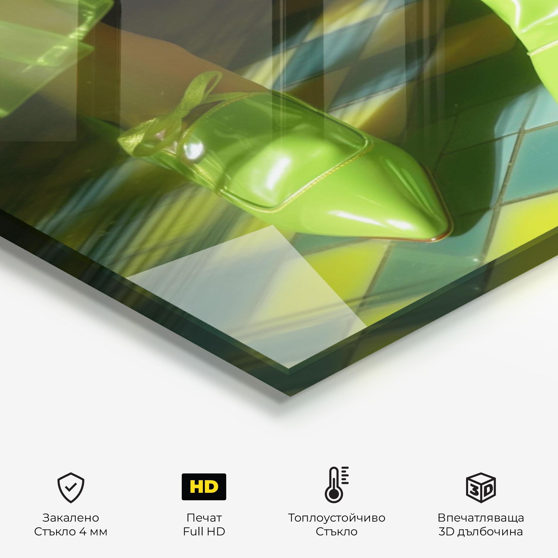 Стъклен панел за кухня Green Elegant Shoes mockup 2