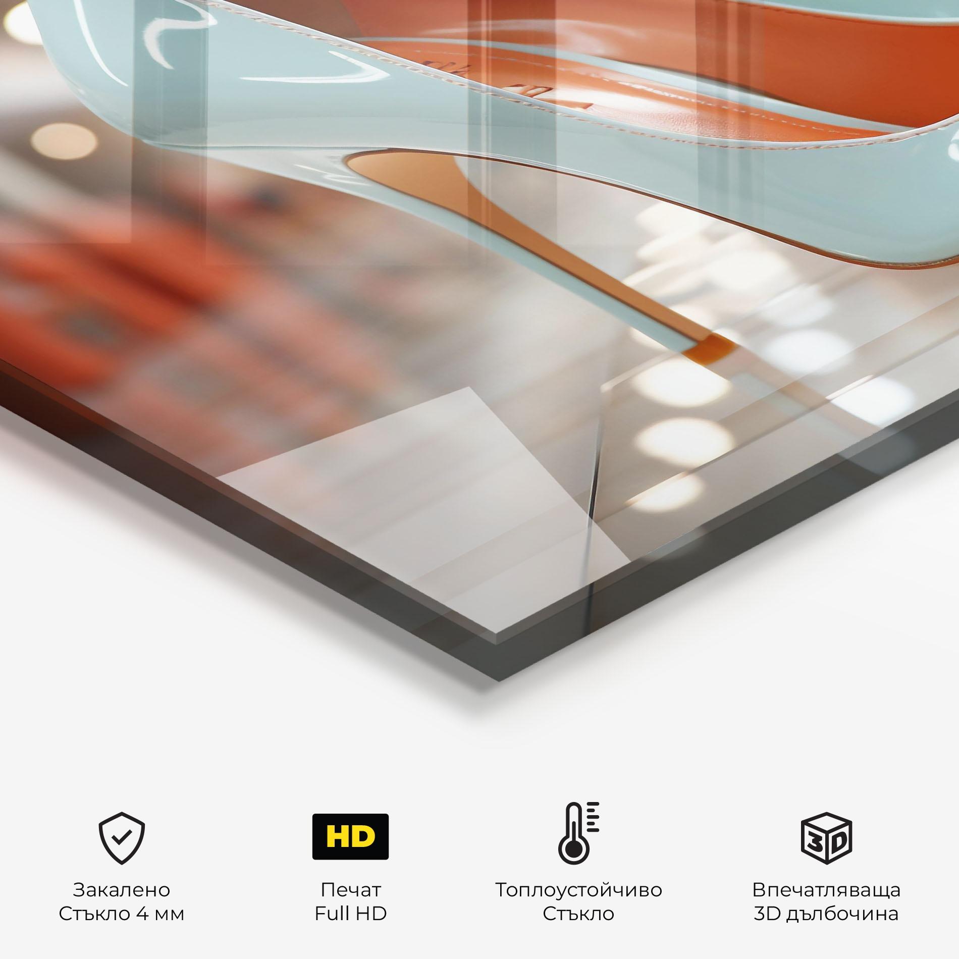 Стъклен панел за кухня Light Blue Heels mockup 2