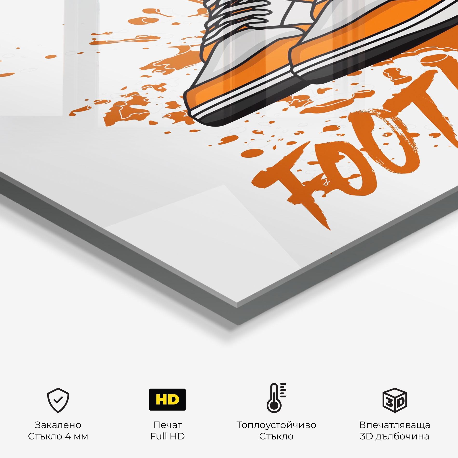 Стъклен панел за кухня Orange Footwear mockup 2