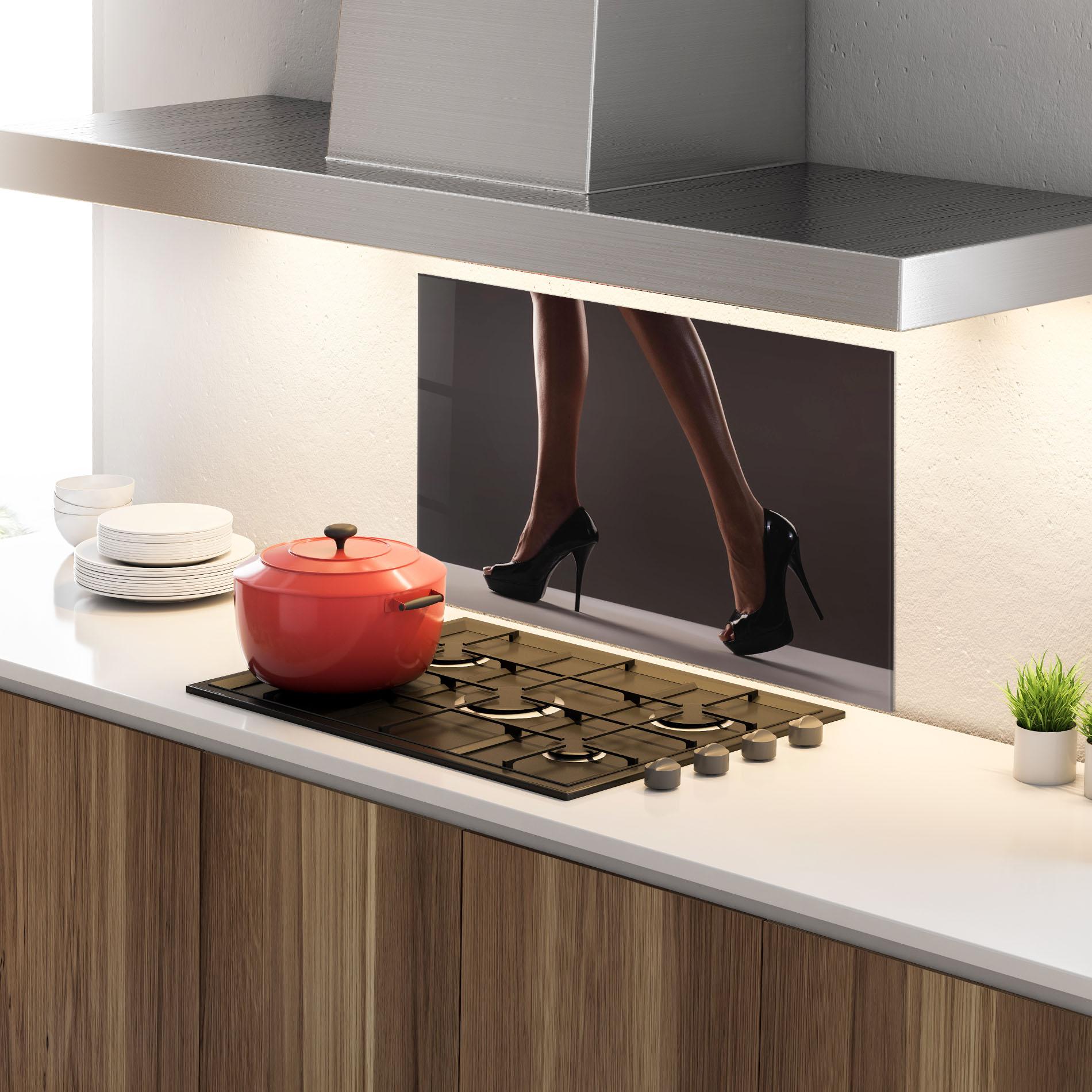 Стъклен панел за кухня Black High Heels mockup 4