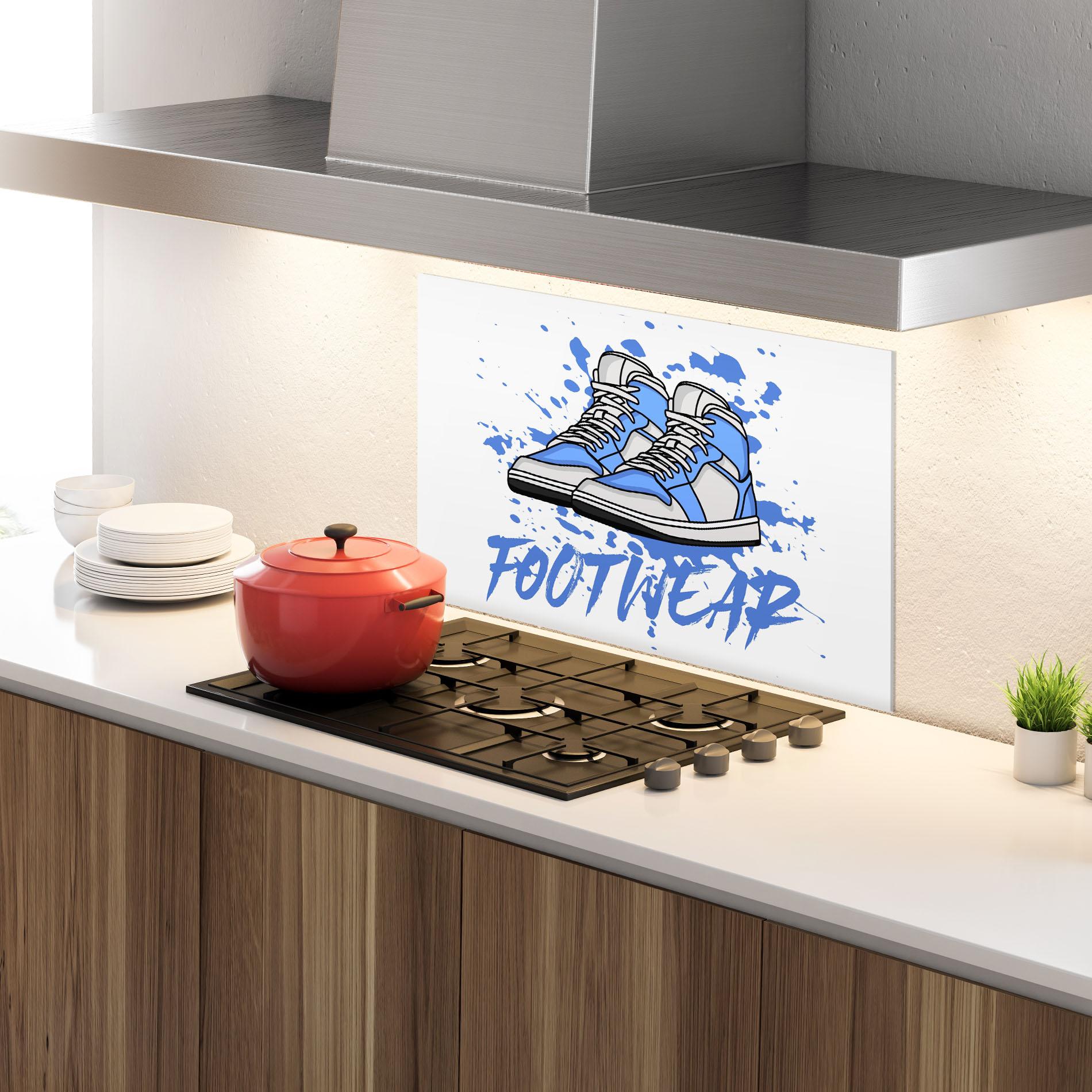 Стъклен панел за кухня Blue Footwear mockup 4