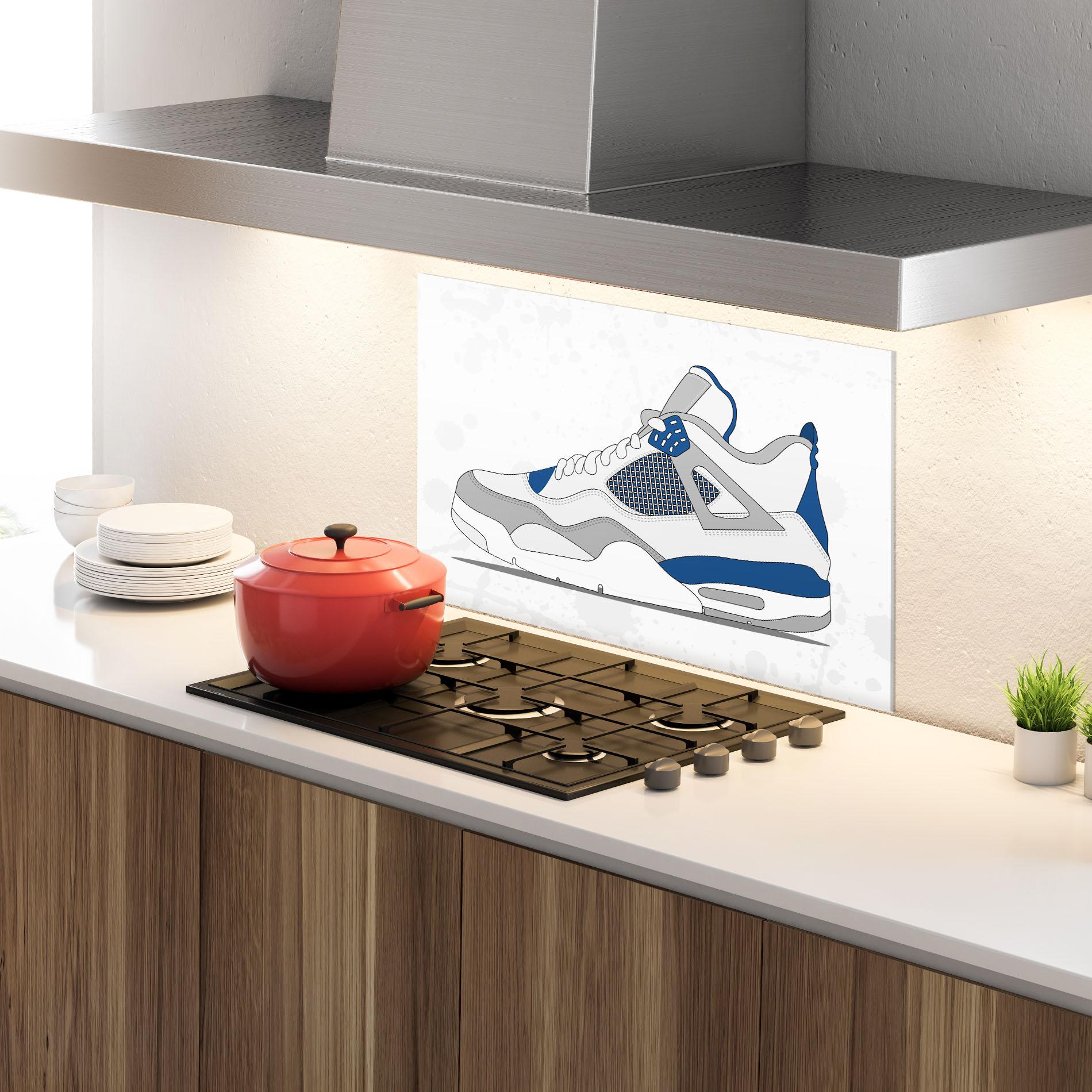Стъклен панел за кухня Blue Grey Sneakers mockup 4