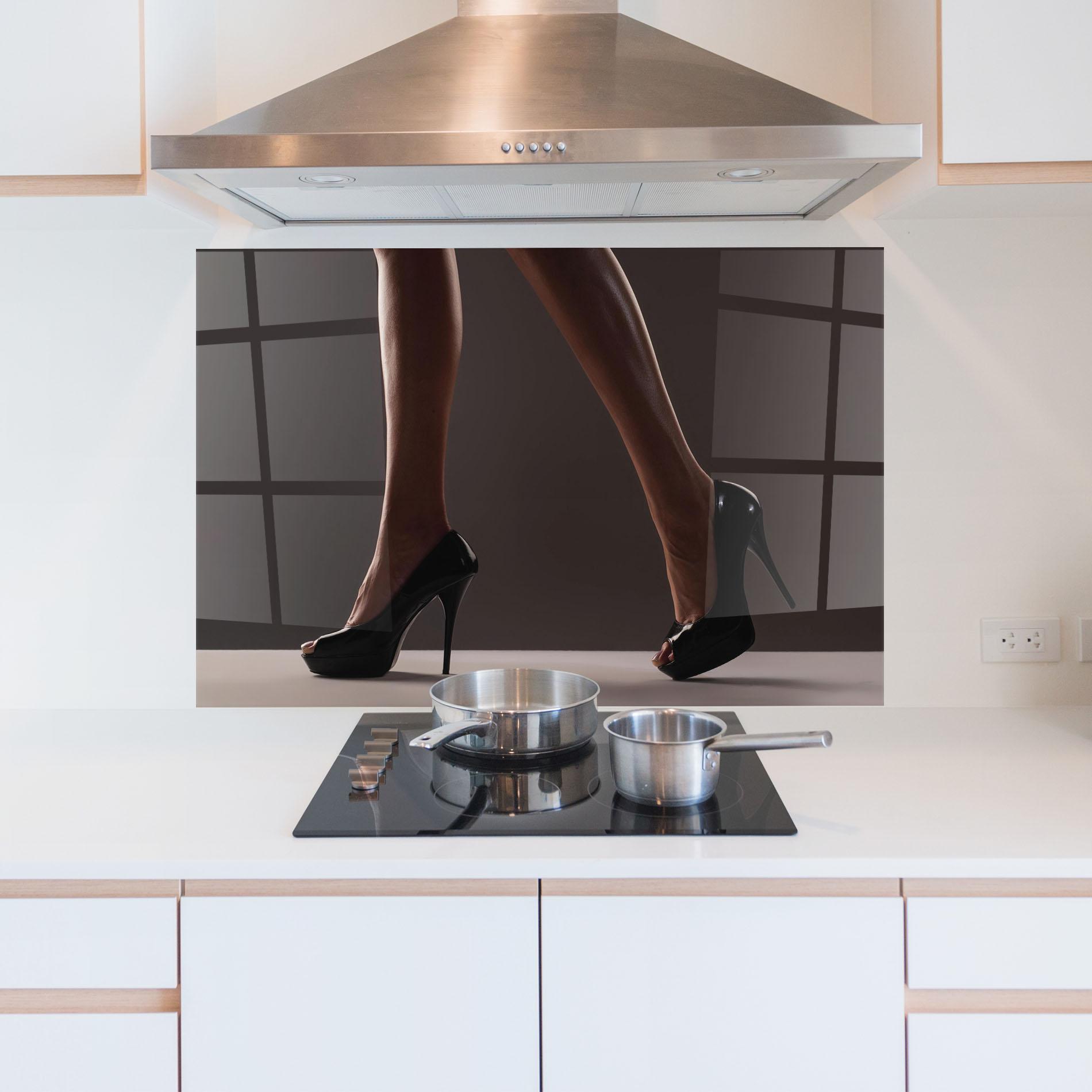 Стъклен панел за кухня Black High Heels mockup 5
