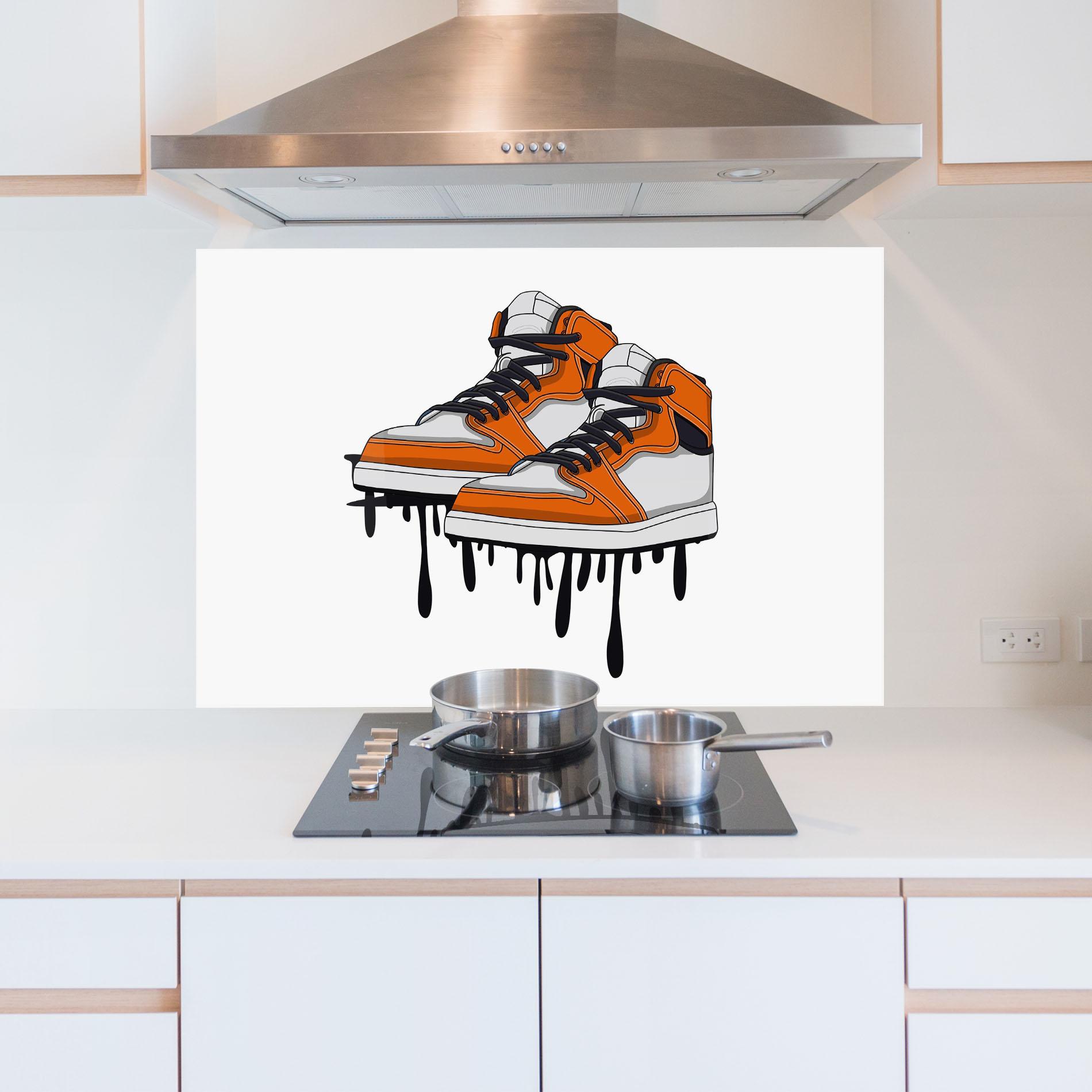 Стъклен панел за кухня Black Liquid Shoe mockup 5