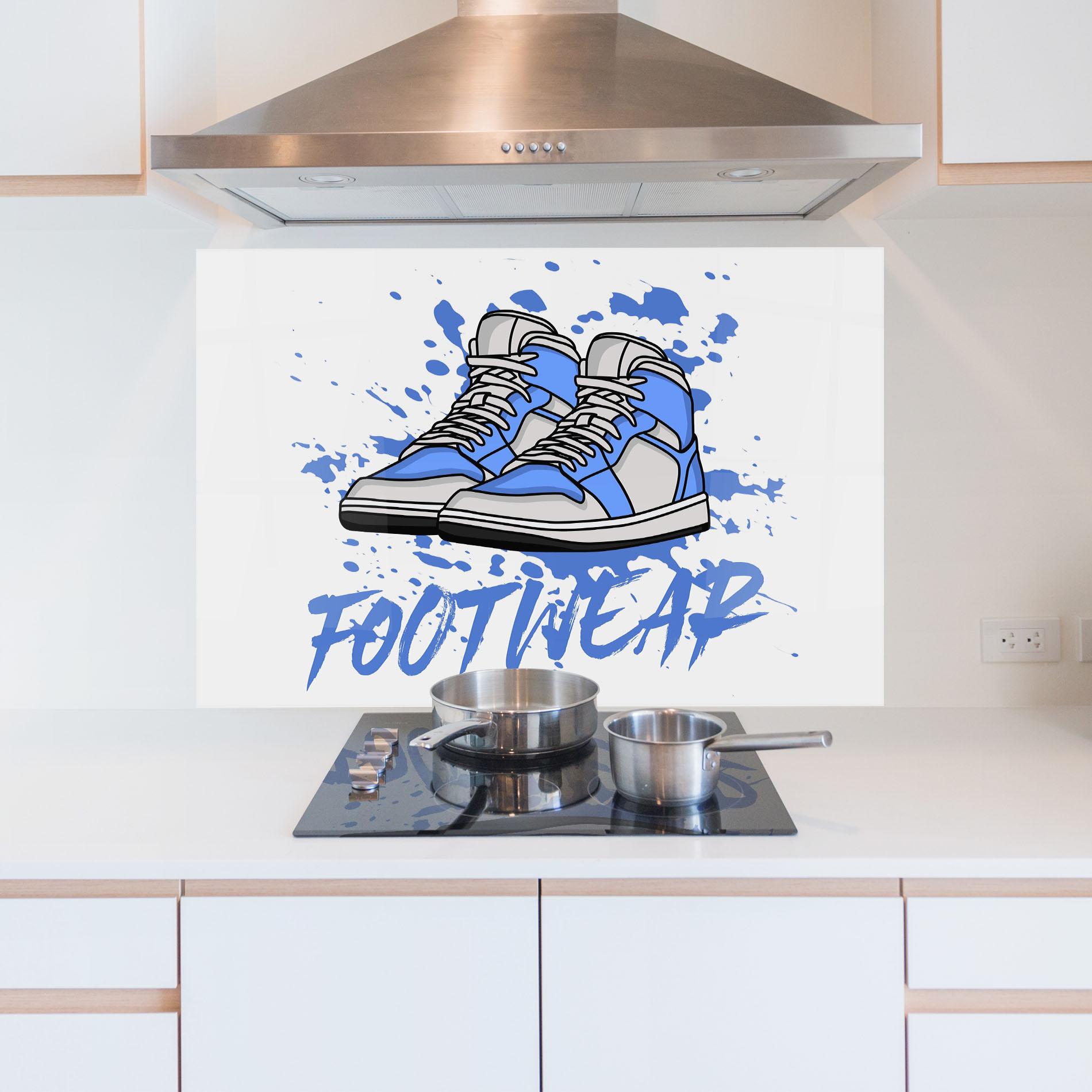 Стъклен панел за кухня Blue Footwear mockup 5