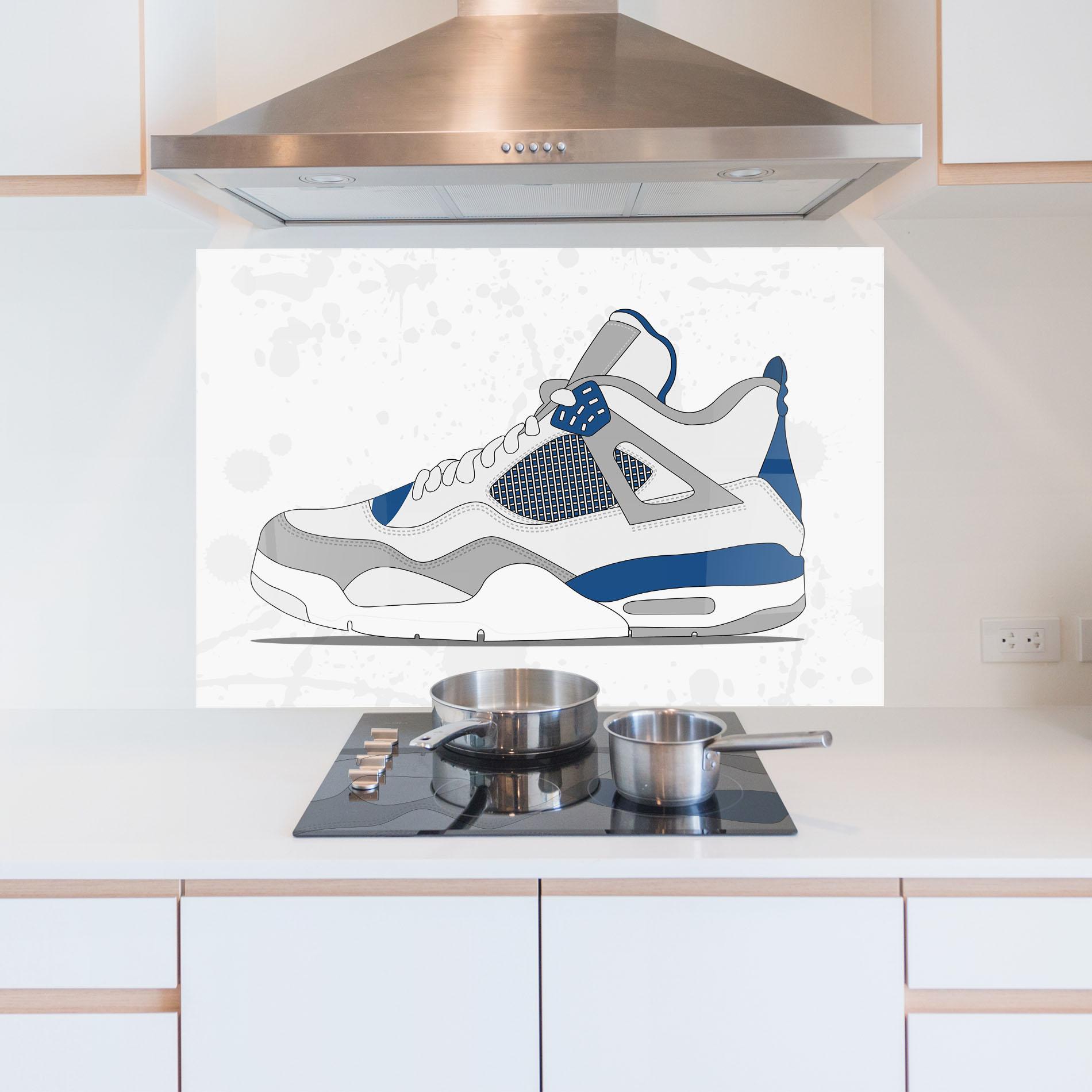 Стъклен панел за кухня Blue Grey Sneakers mockup 5