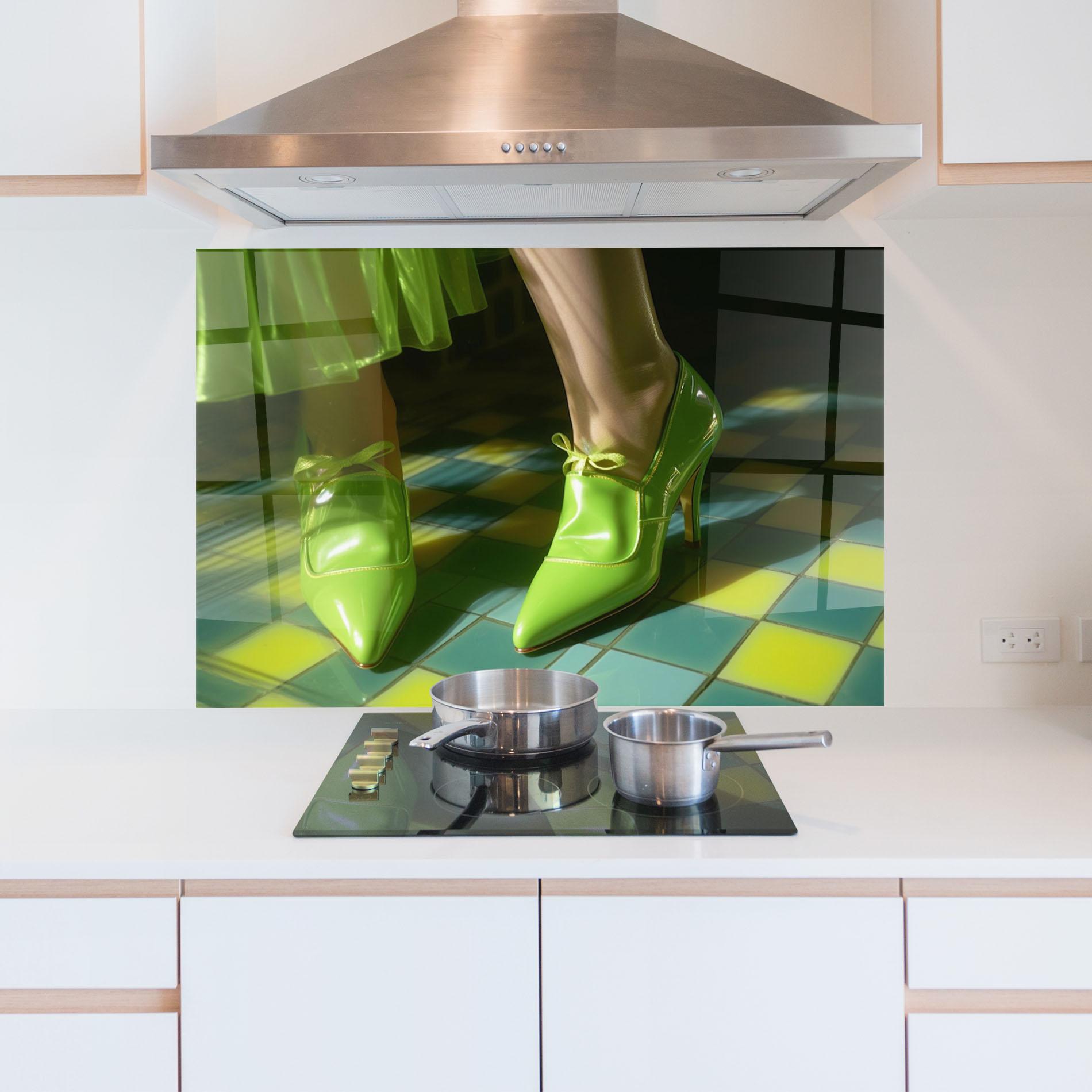 Стъклен панел за кухня Green Elegant Shoes mockup 5