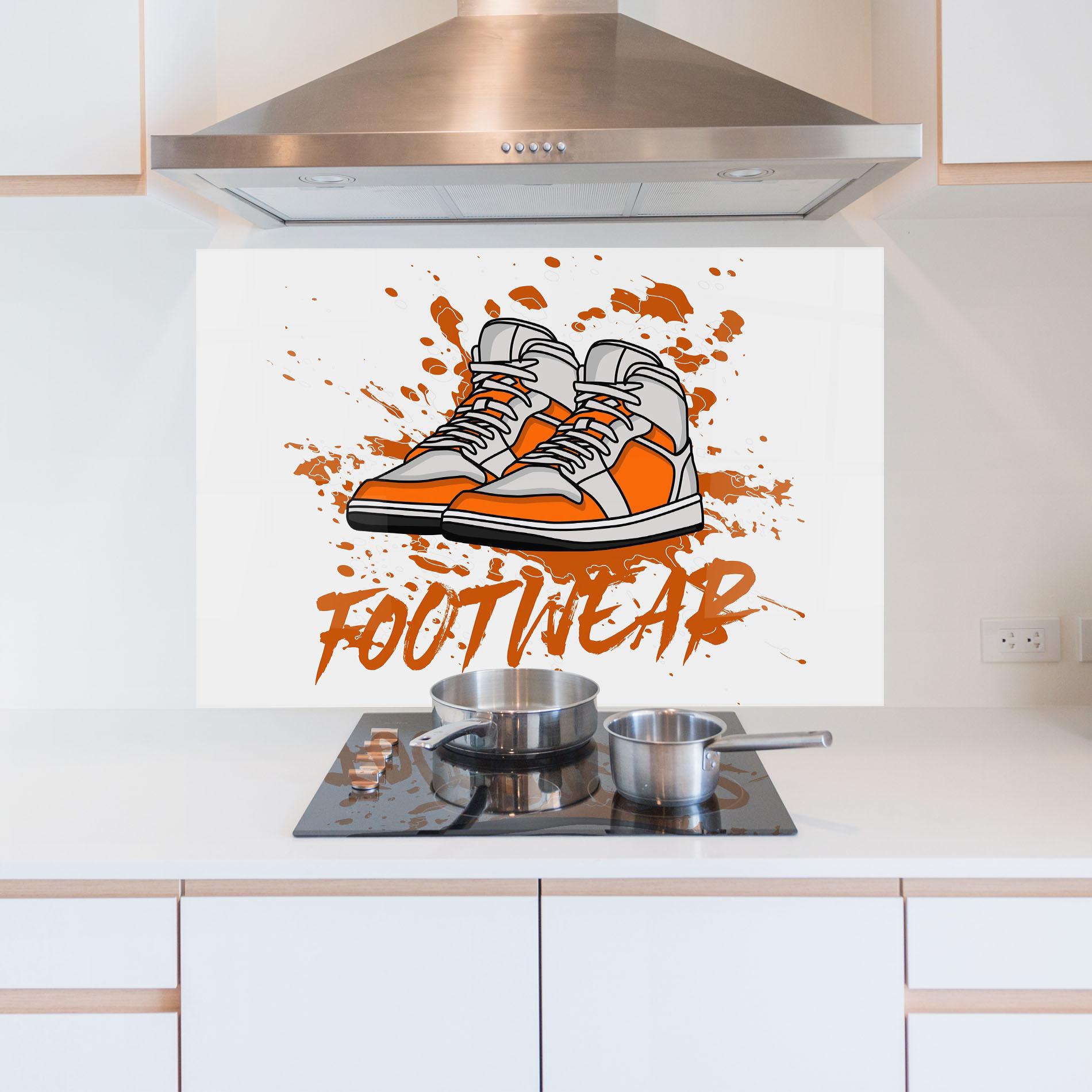 Стъклен панел за кухня Orange Footwear mockup 5