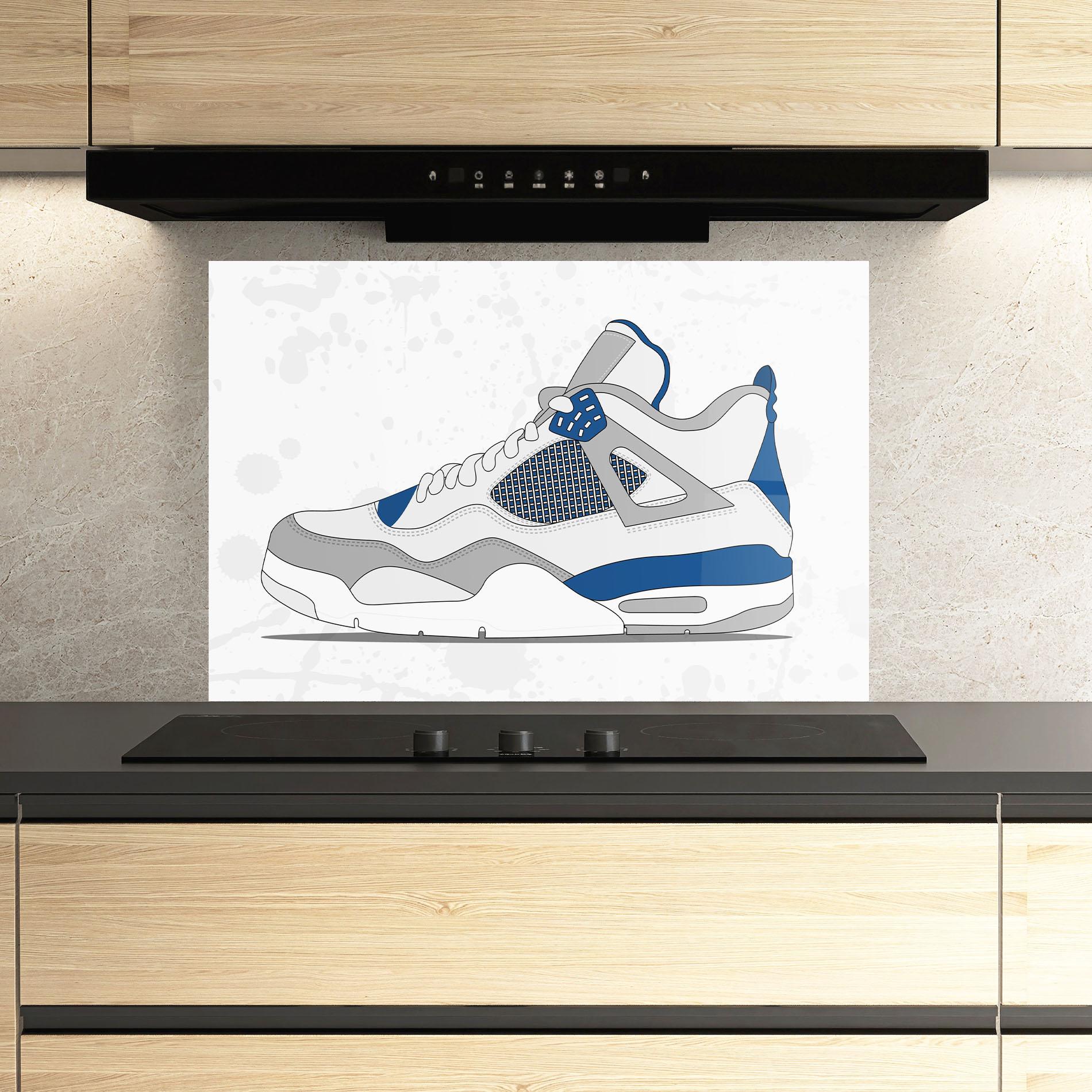 Стъклен панел за кухня Blue Grey Sneakers mockup 3