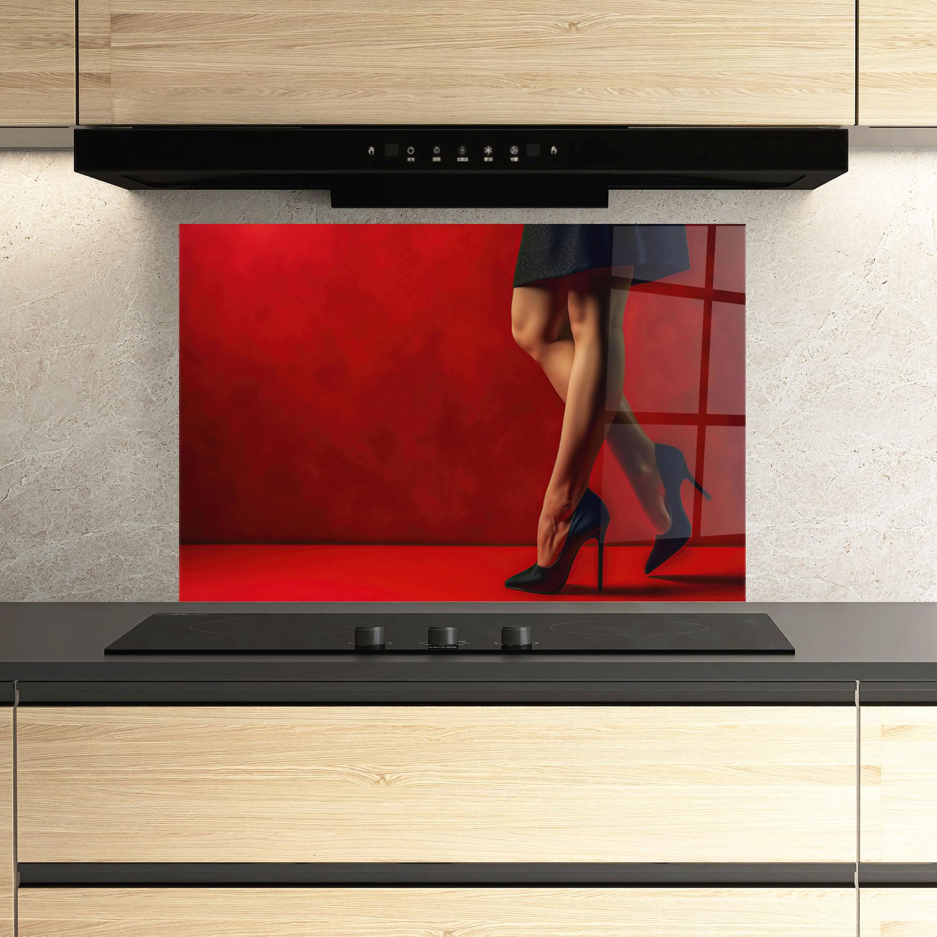 Стъклен панел за кухня Female Legs Heels mockup 3