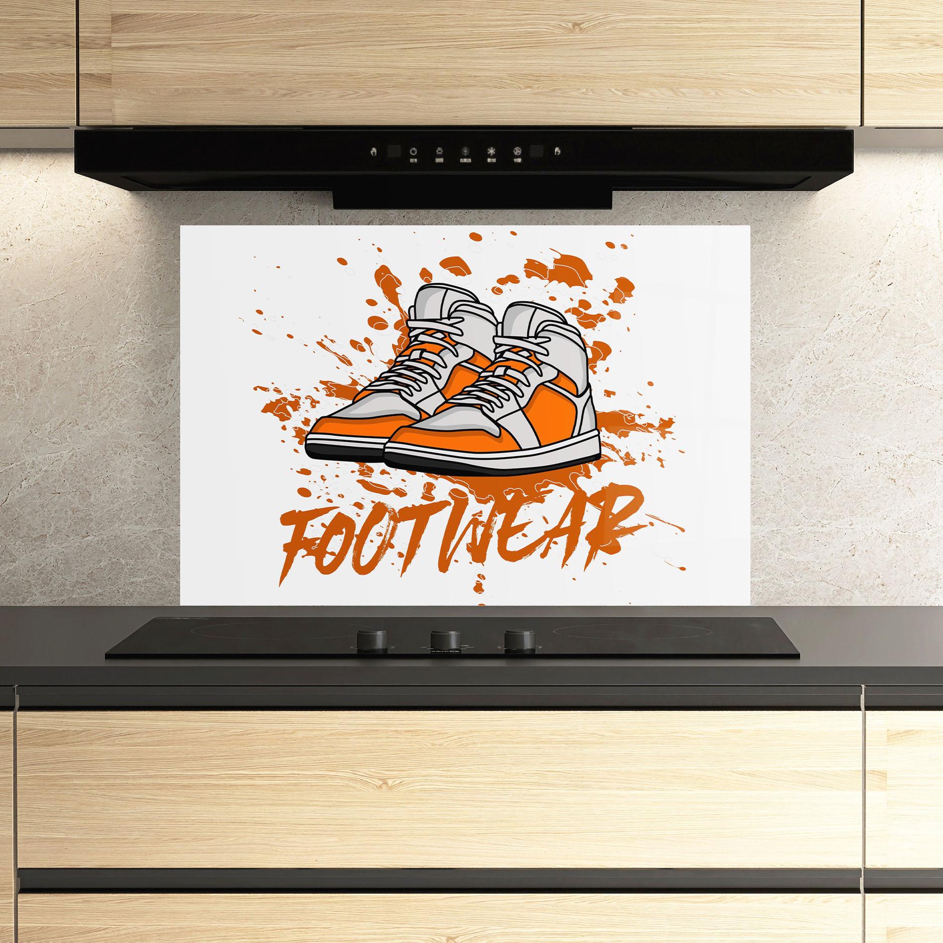 Стъклен панел за кухня Orange Footwear mockup 3