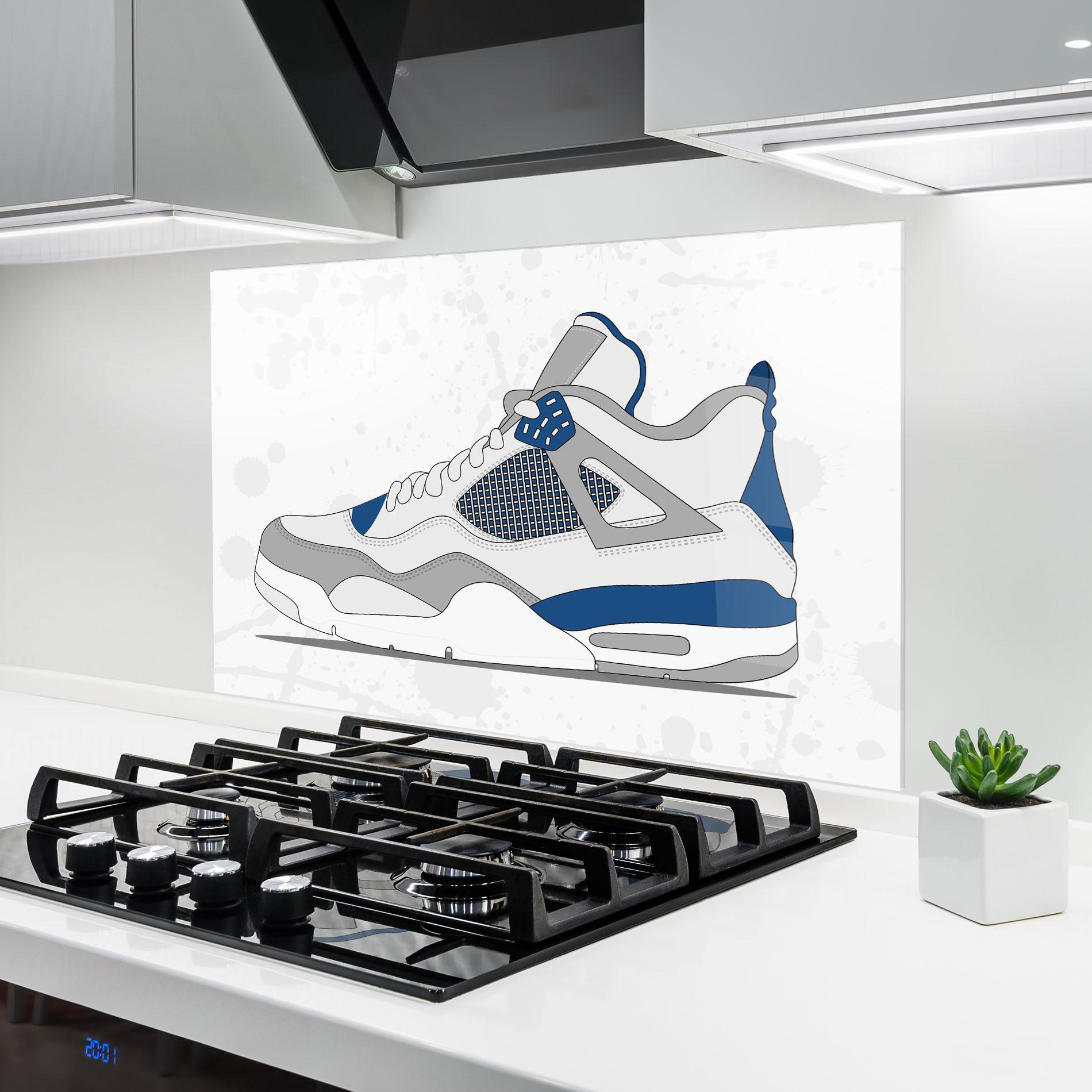 Стъклен панел за кухня Blue Grey Sneakers mockup 6