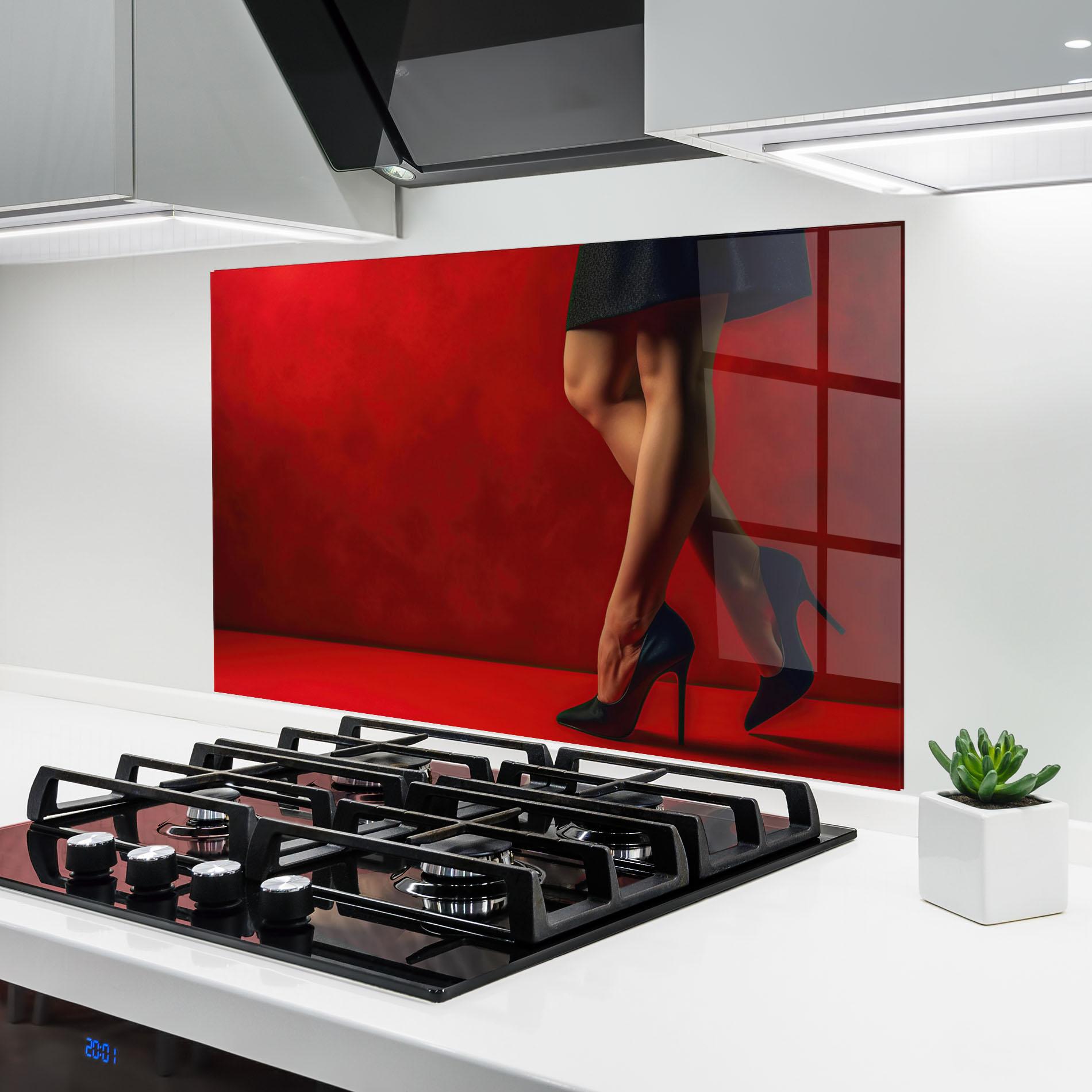 Стъклен панел за кухня Female Legs Heels mockup 6