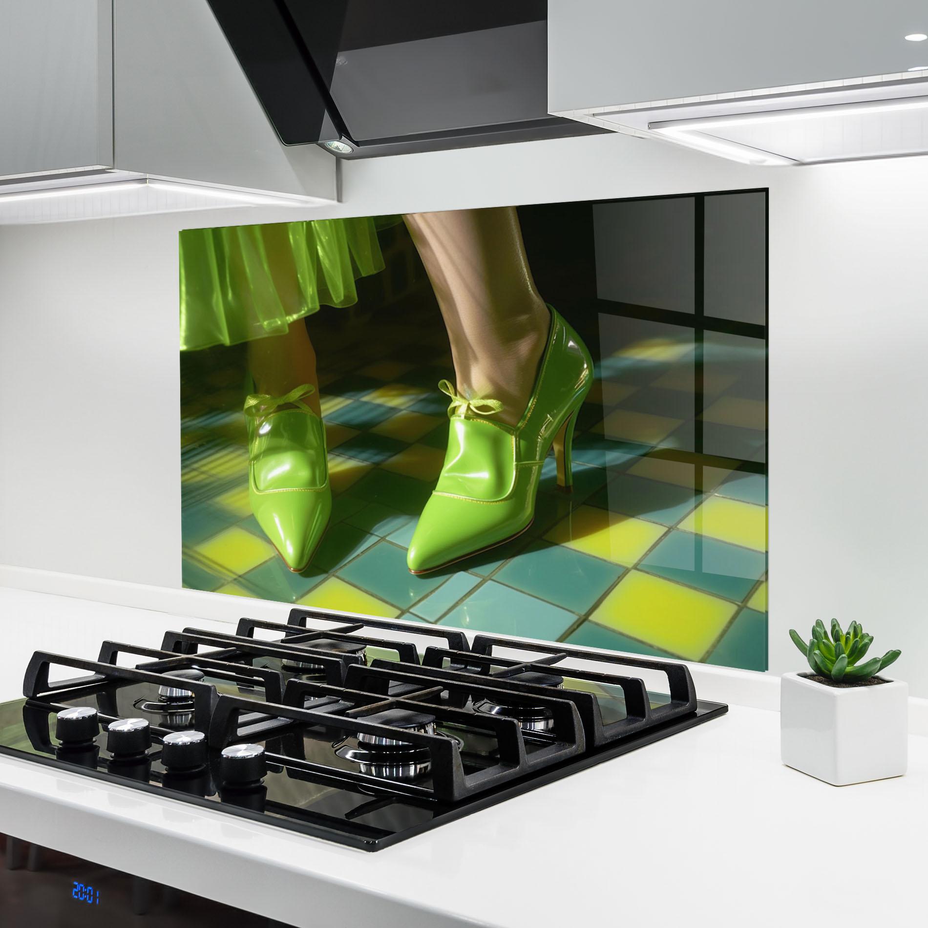 Стъклен панел за кухня Green Elegant Shoes mockup 6