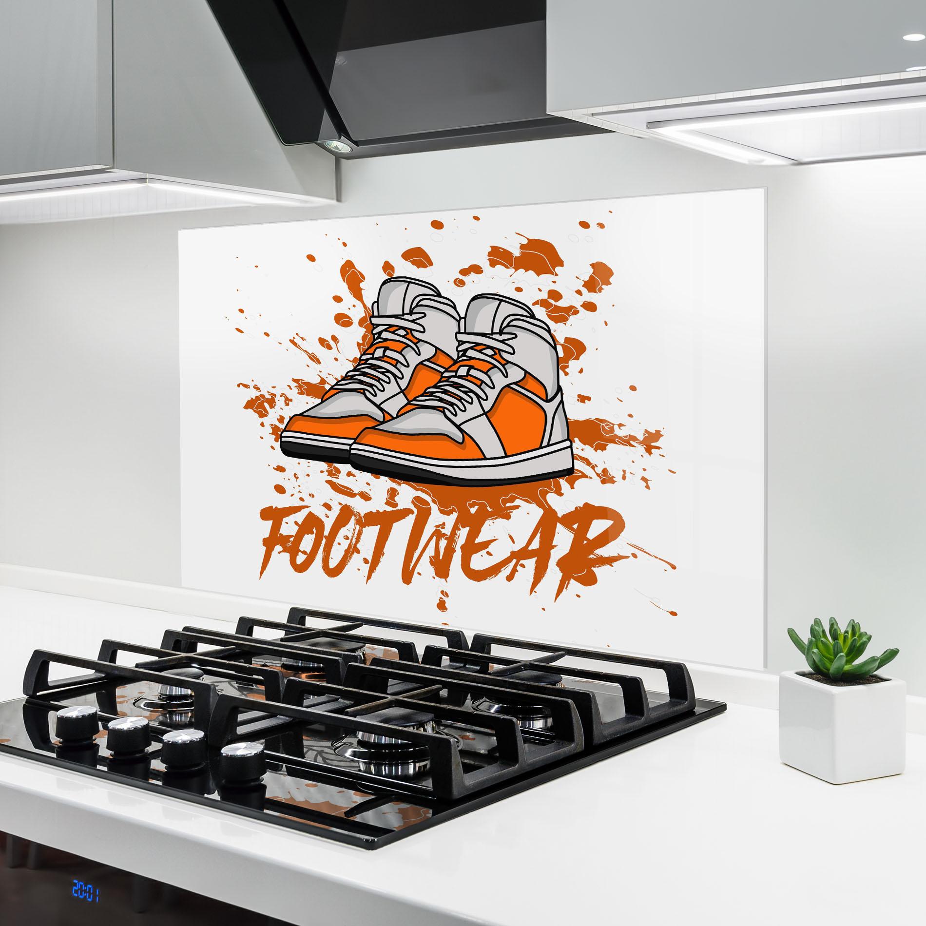 Стъклен панел за кухня Orange Footwear mockup 6