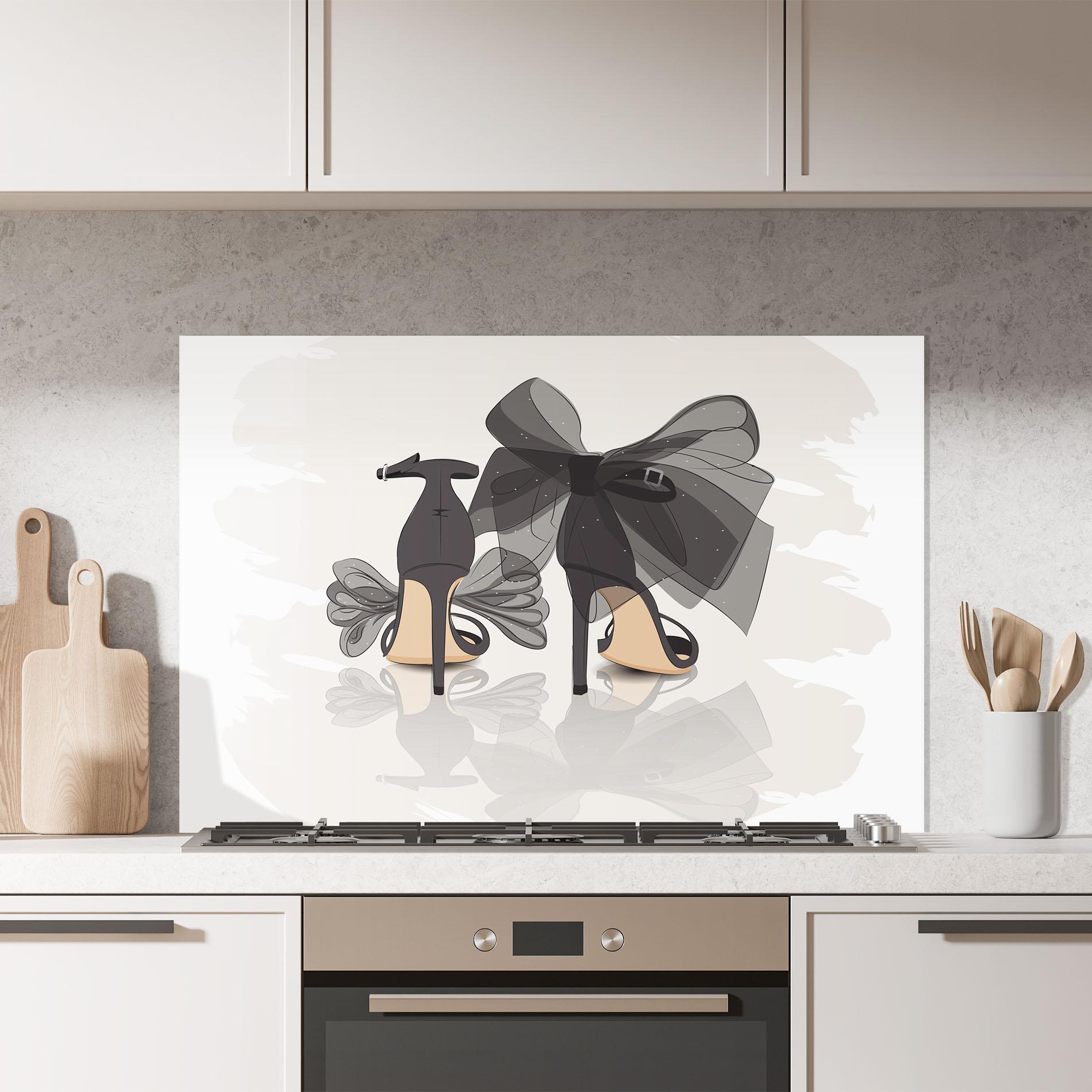 Стъклен панел за кухня Black Bow Heels mockup 7