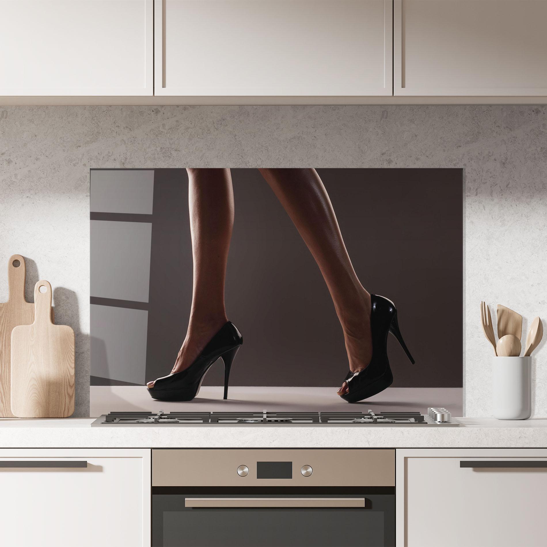 Стъклен панел за кухня Black High Heels mockup 7