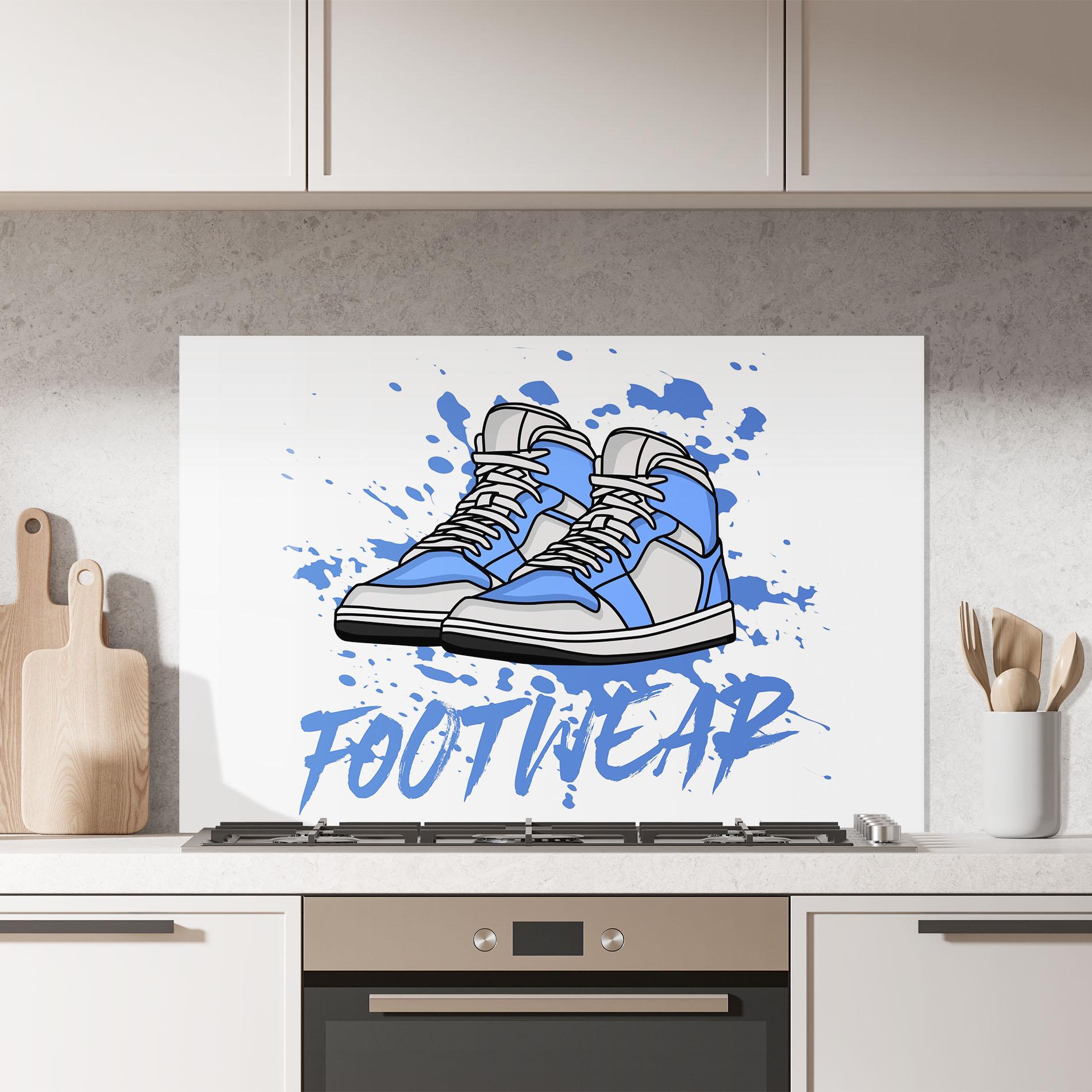 Стъклен панел за кухня Blue Footwear mockup 7