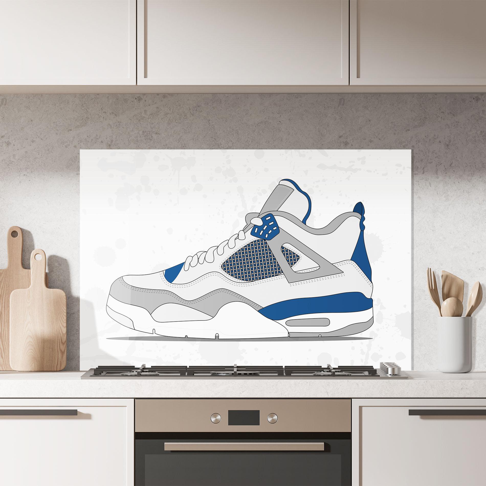 Стъклен панел за кухня Blue Grey Sneakers mockup 7