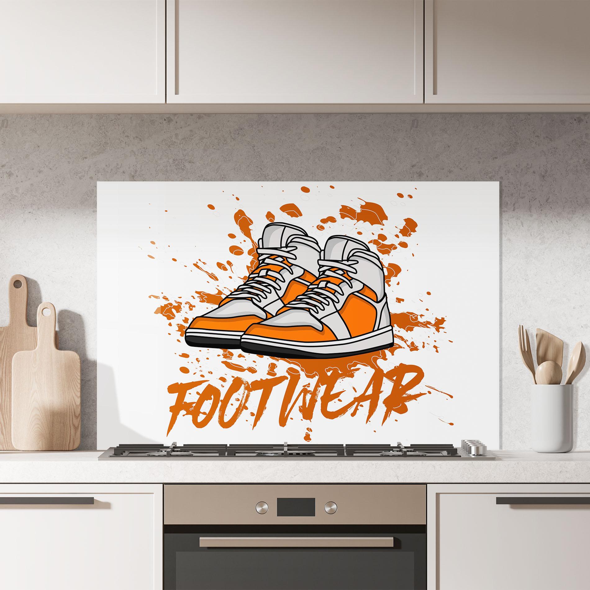 Стъклен панел за кухня Orange Footwear mockup 7