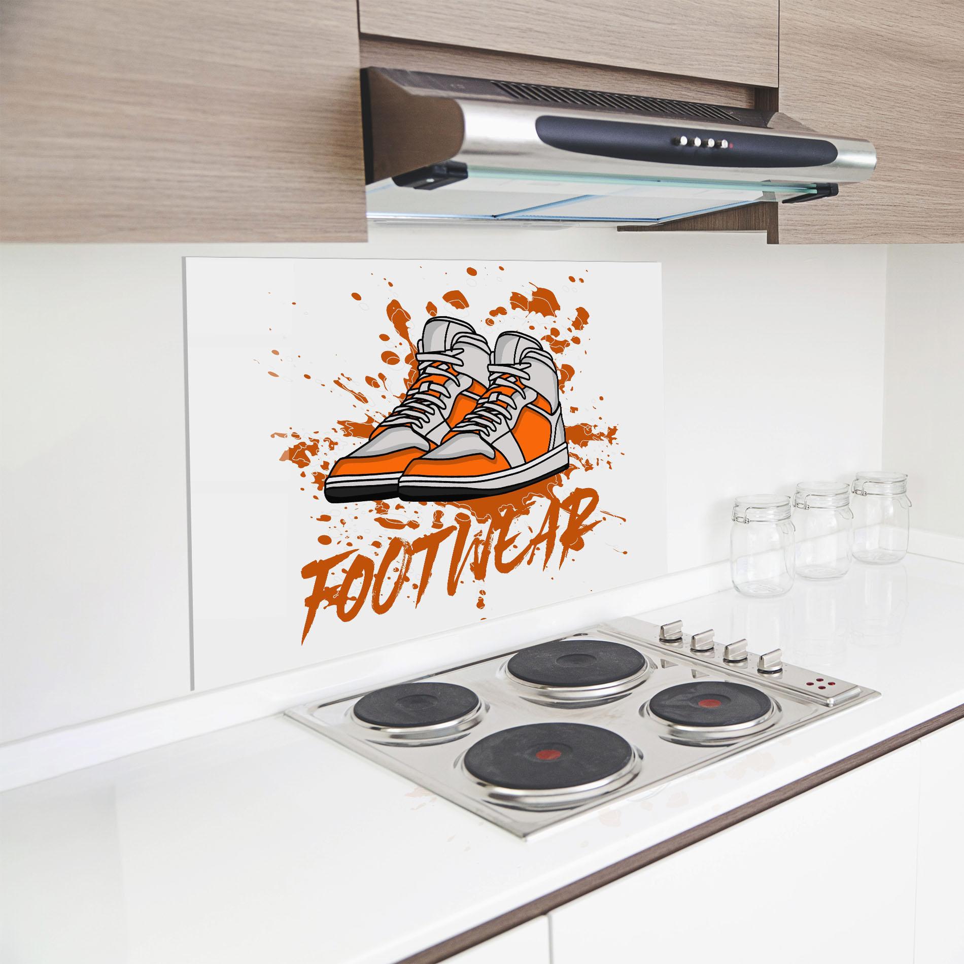 Стъклен панел за кухня Orange Footwear mockup 8