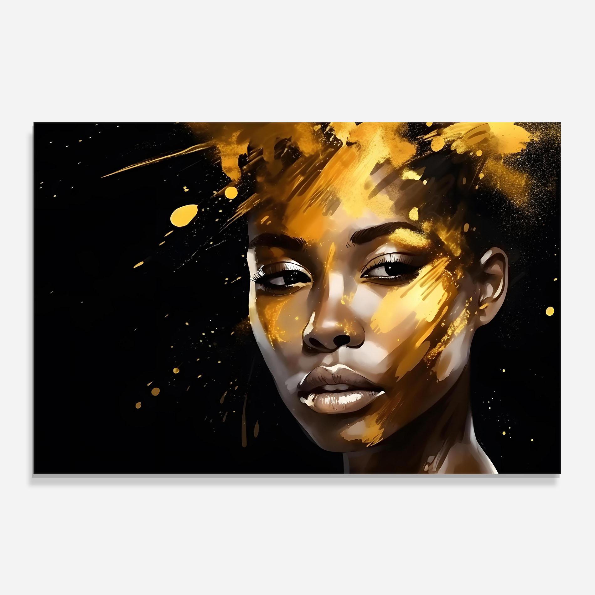Стъклен панел за кухня African Gold Woman mockup 0