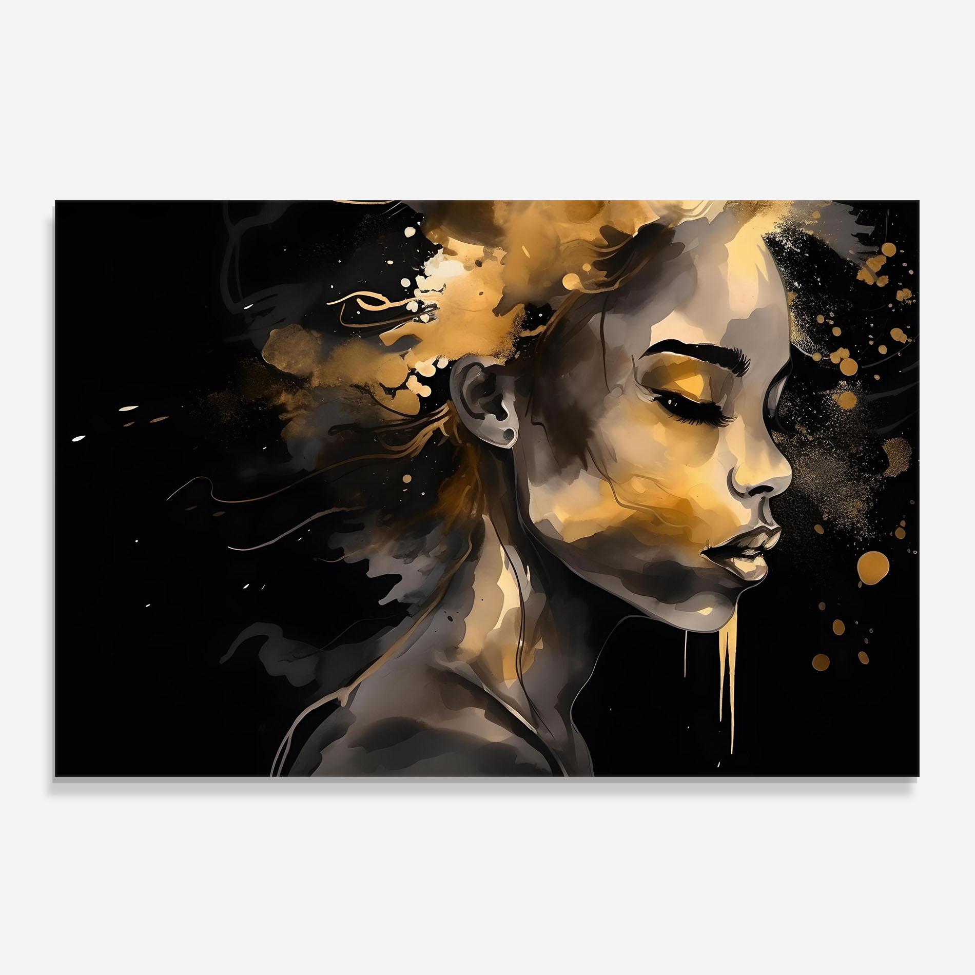 Стъклен панел за кухня Gold Stylish Modern mockup 0