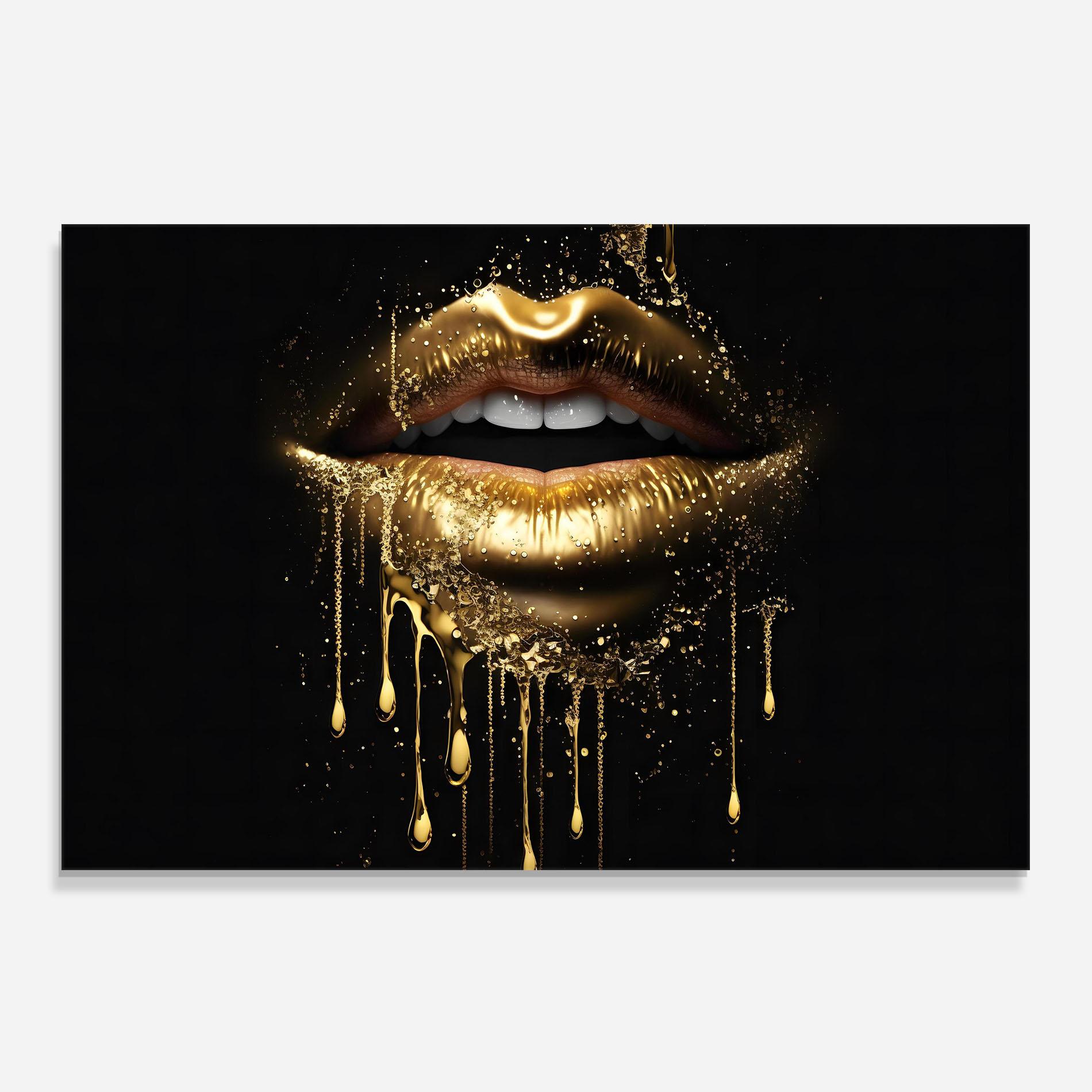 Стъклен панел за кухня Golden Luxury Lips mockup 0