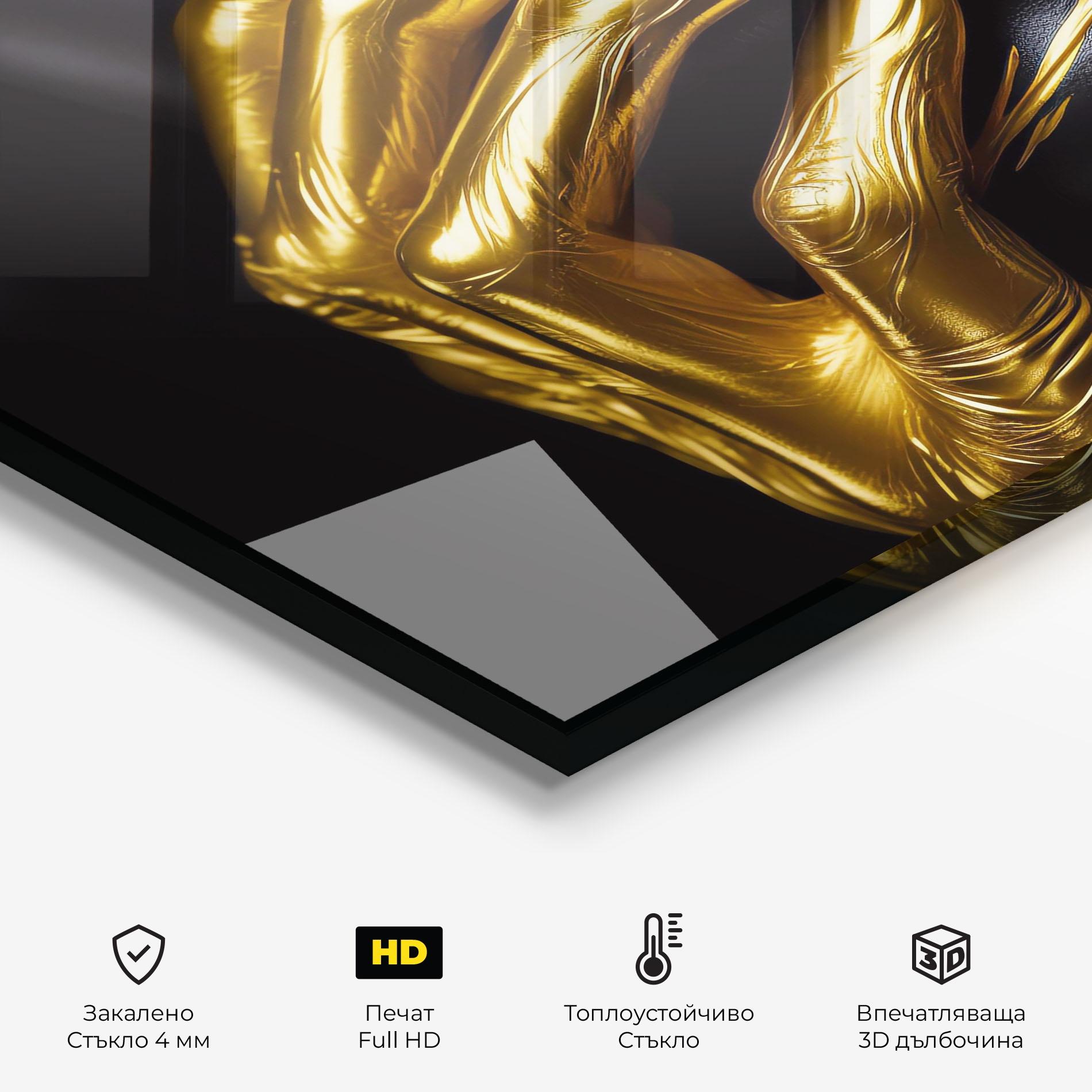Стъклен панел за кухня Gold Small Hand mockup 2