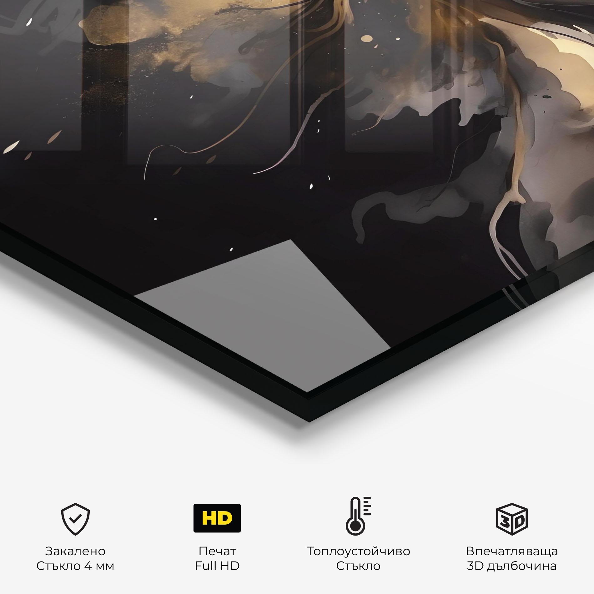 Стъклен панел за кухня Gold Stylish Modern mockup 2