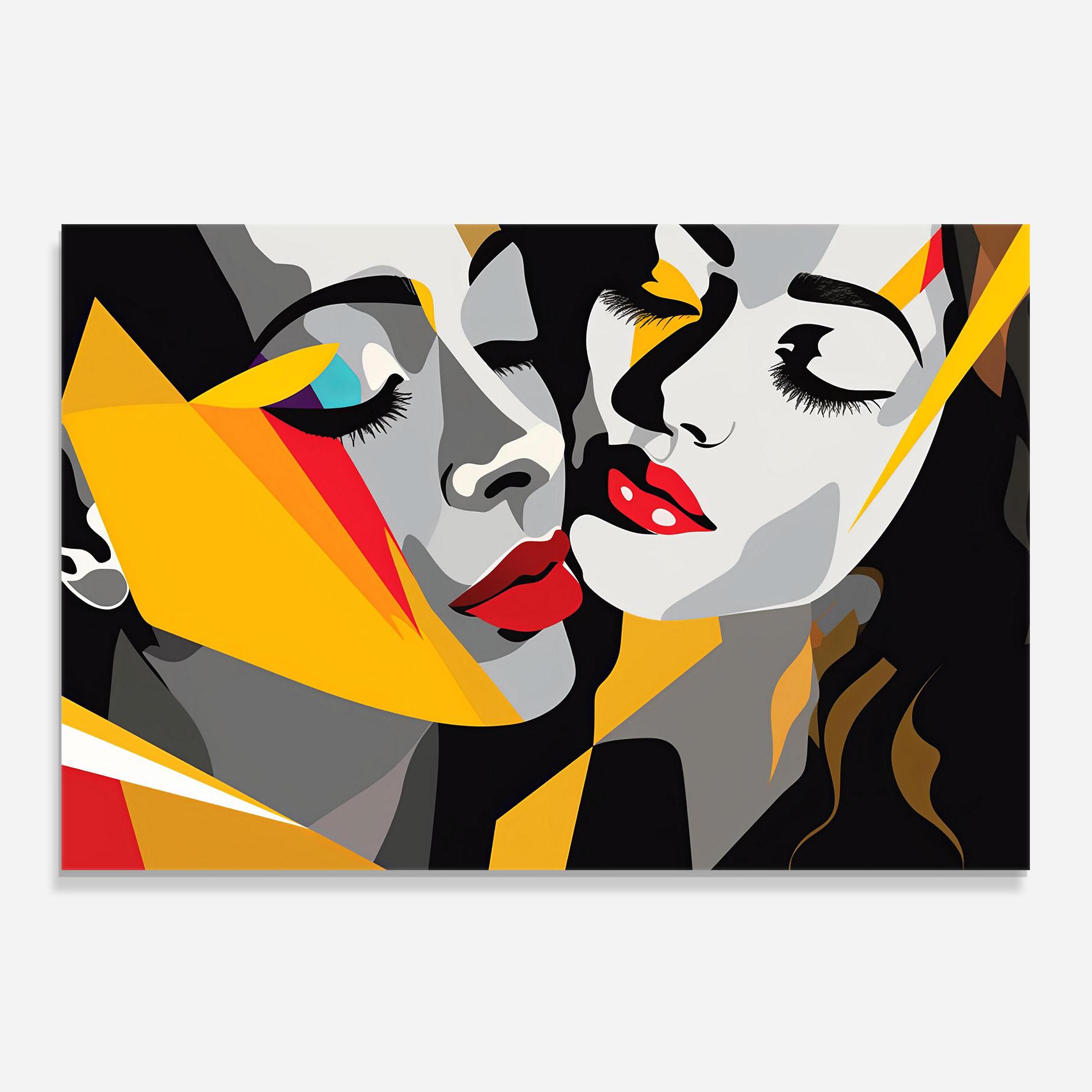 Стъклен панел за кухня Grey Yellow Women mockup 0