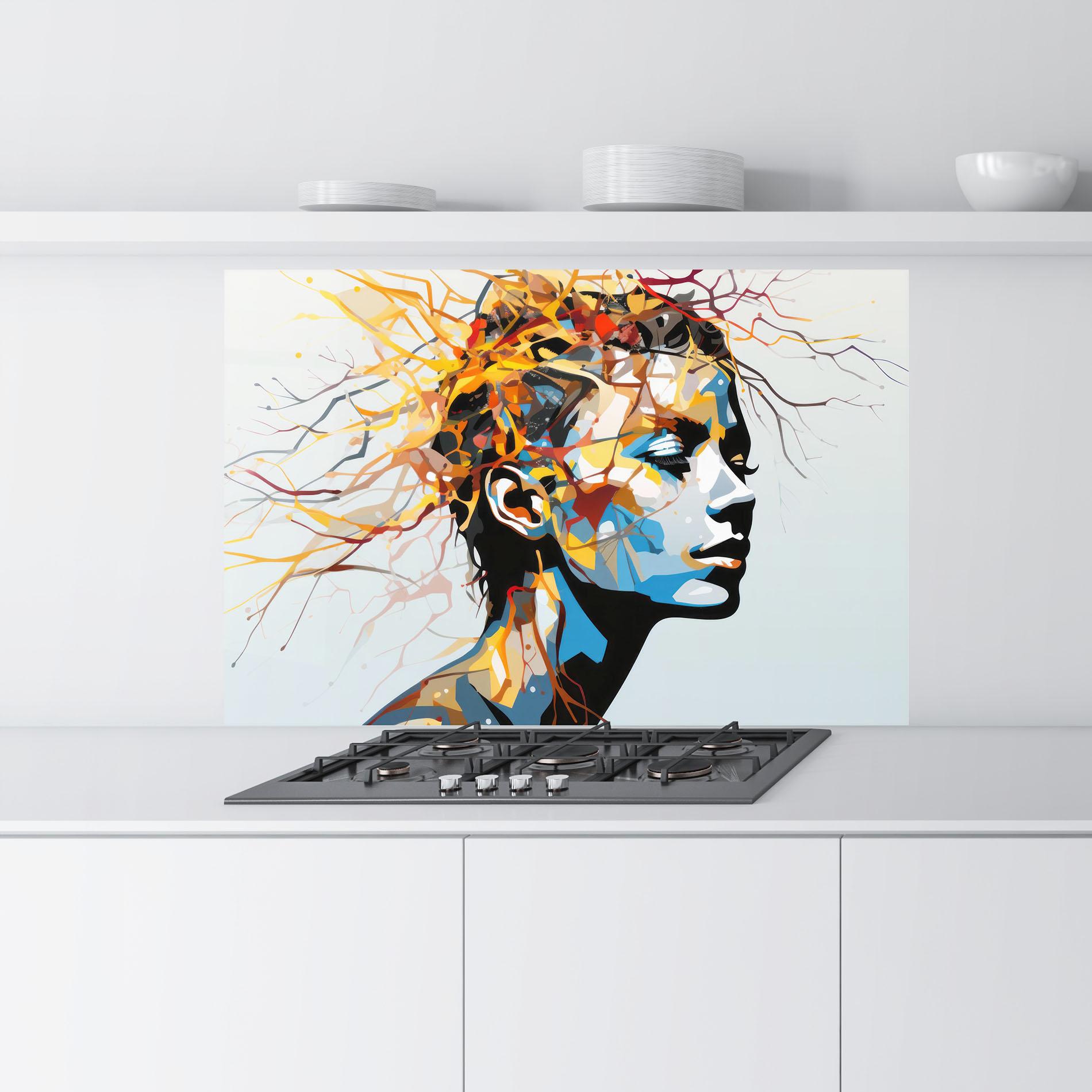 Стъклен панел за кухня Branches Hair mockup 9