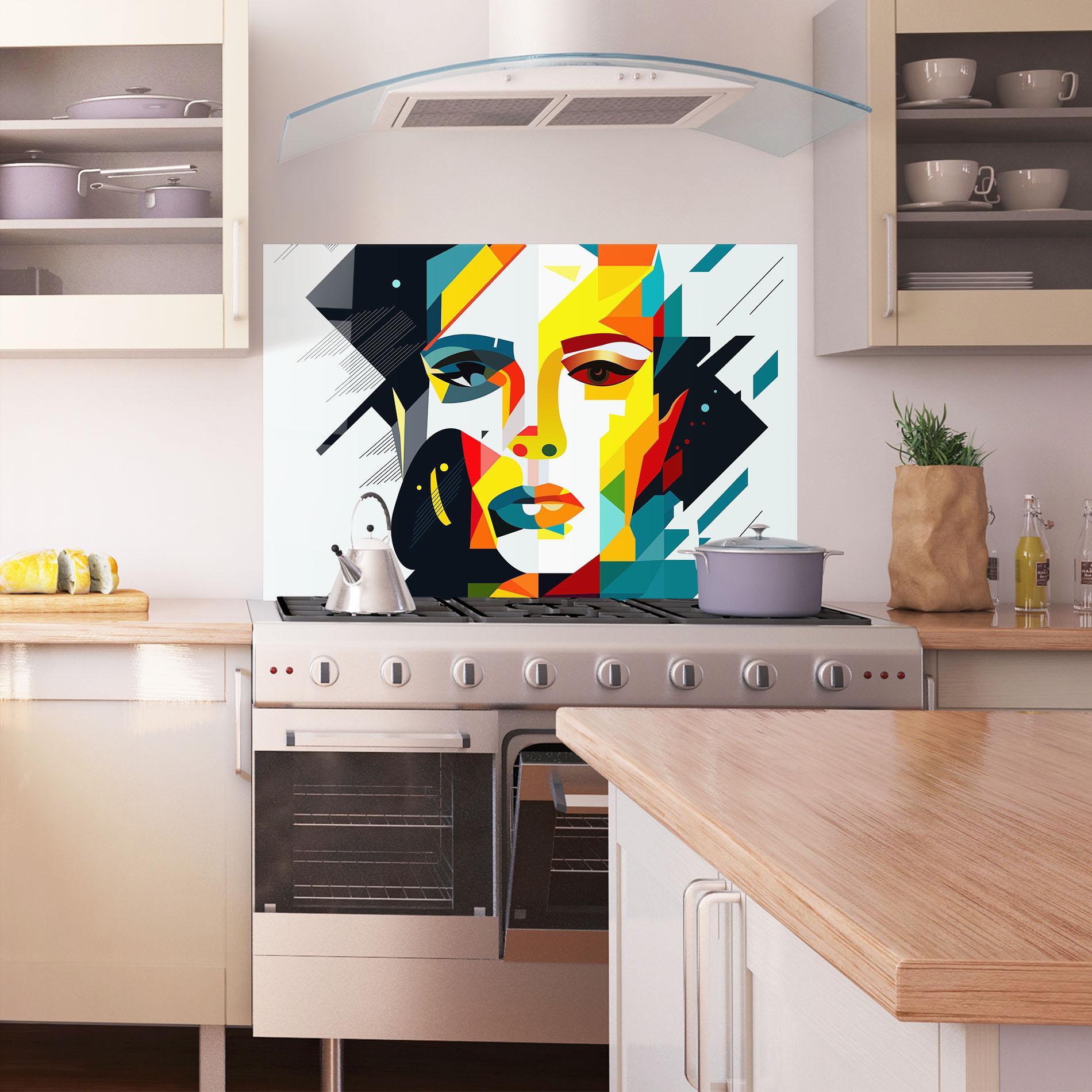 Стъклен панел за кухня Red Eye Woman mockup 1