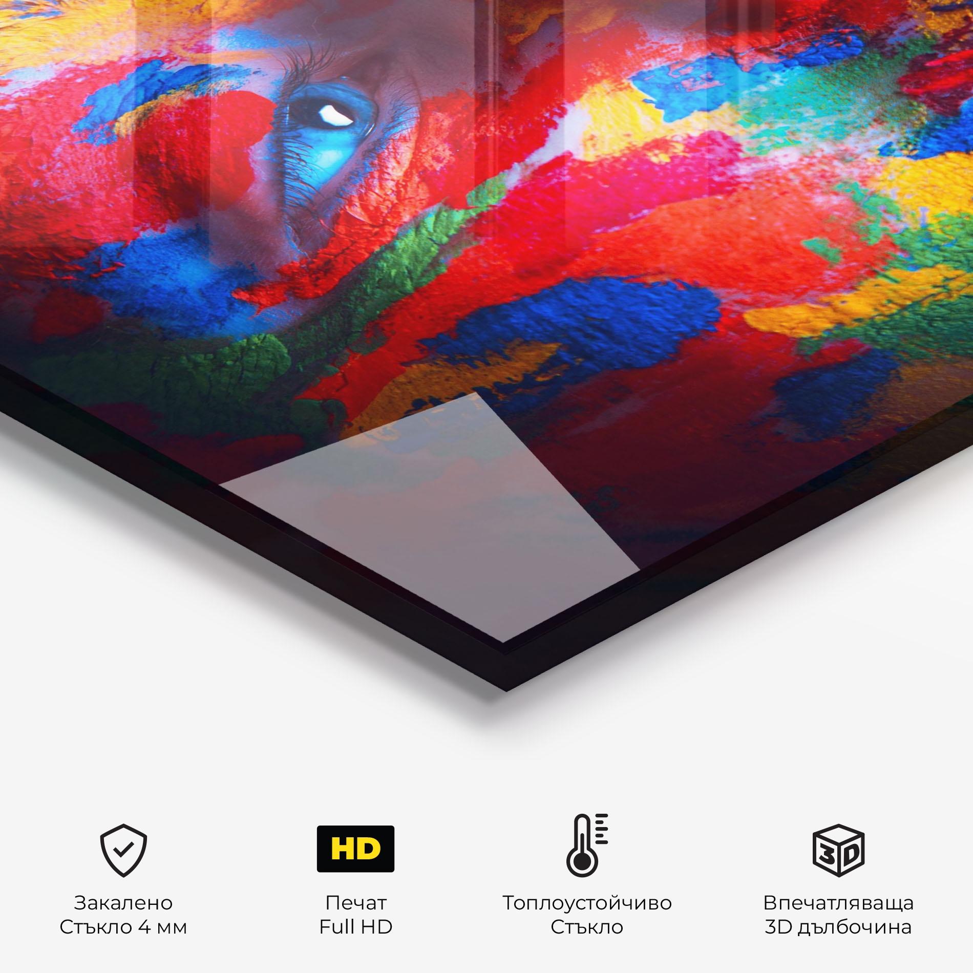 Стъклен панел за кухня Woman Colourful Paint mockup 2