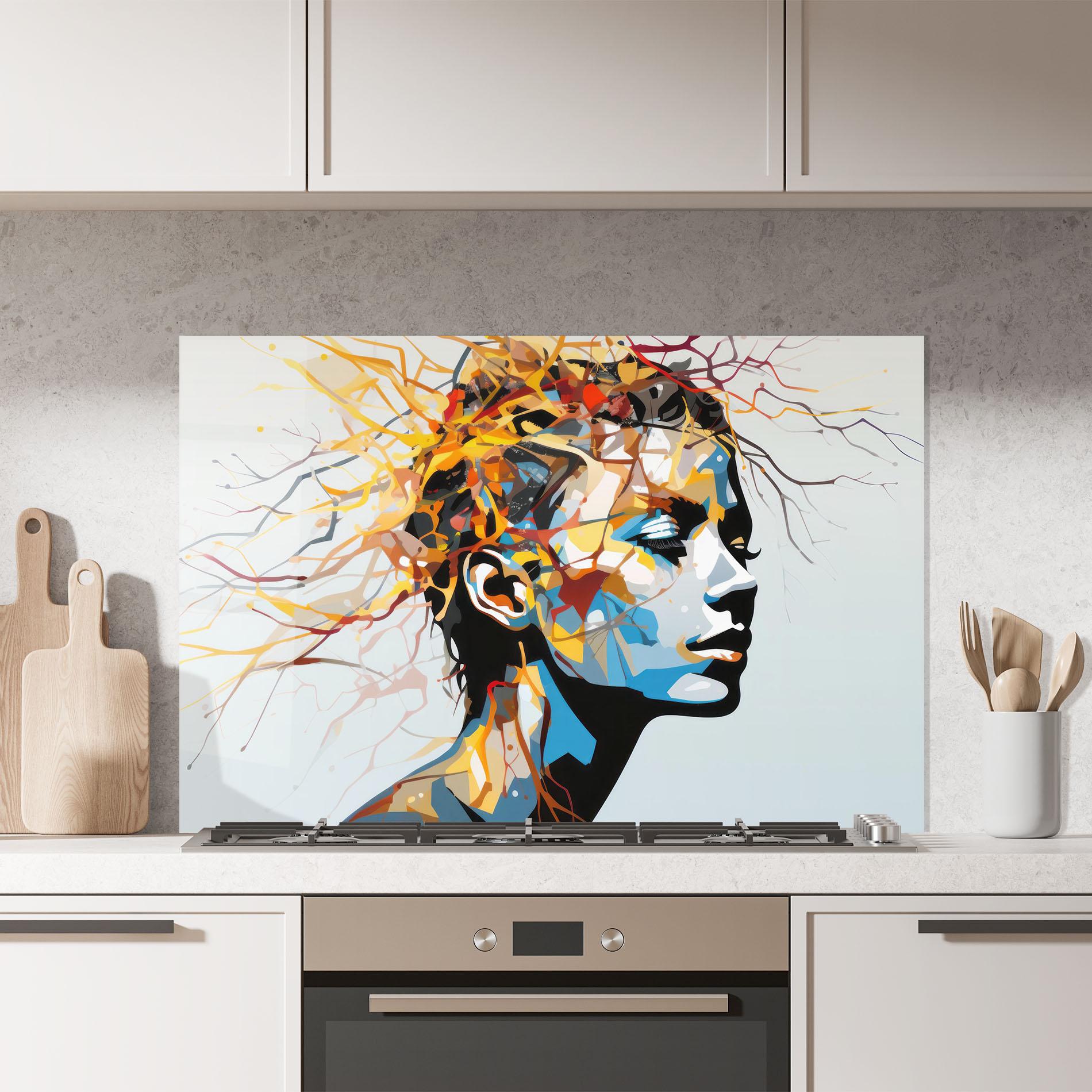 Стъклен панел за кухня Branches Hair mockup 7