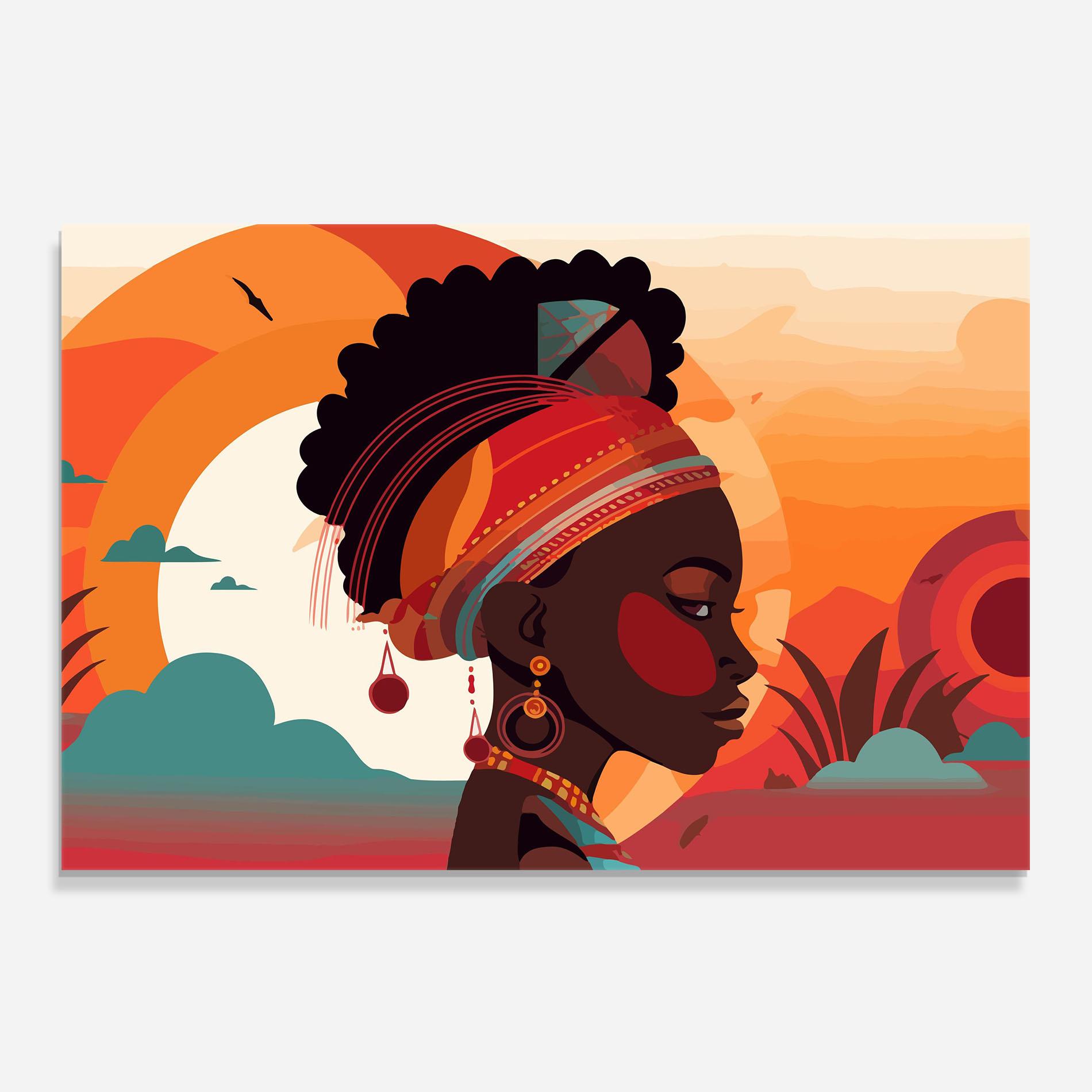 Стъклен панел за кухня African Lady Art mockup 0