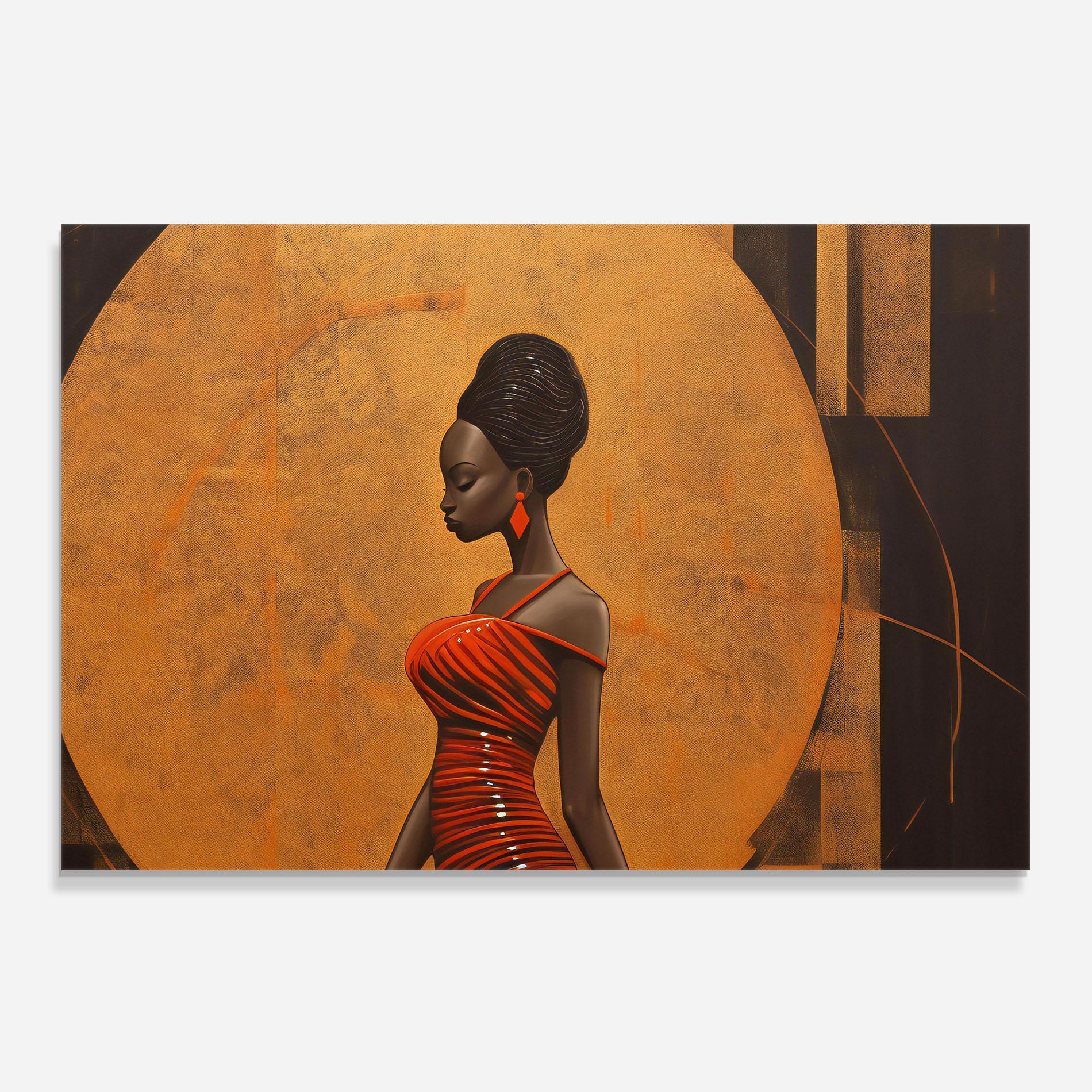 Стъклен панел за кухня Beautiful African Red Dress mockup 0