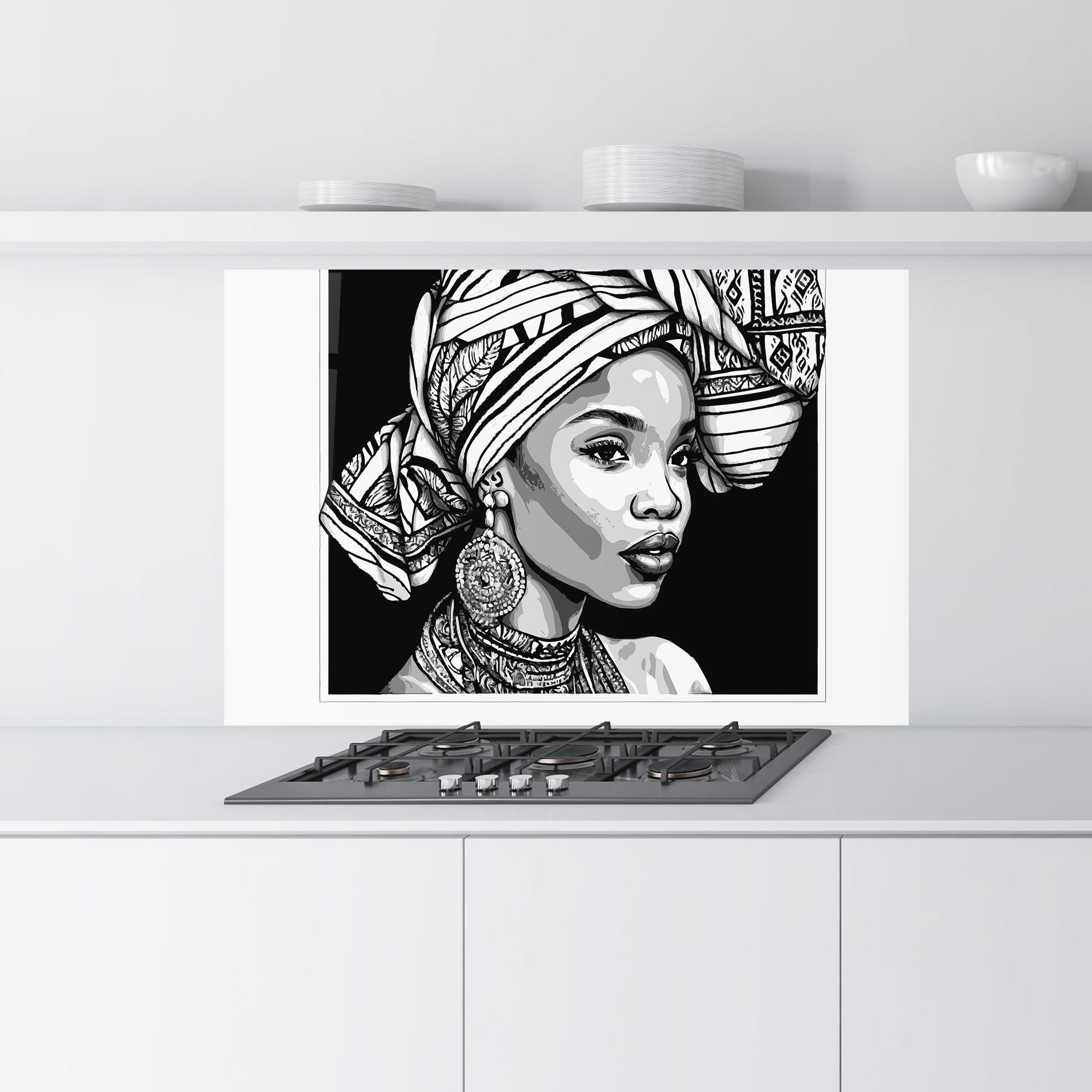 Стъклен панел за кухня Beautiful African Lady mockup 9