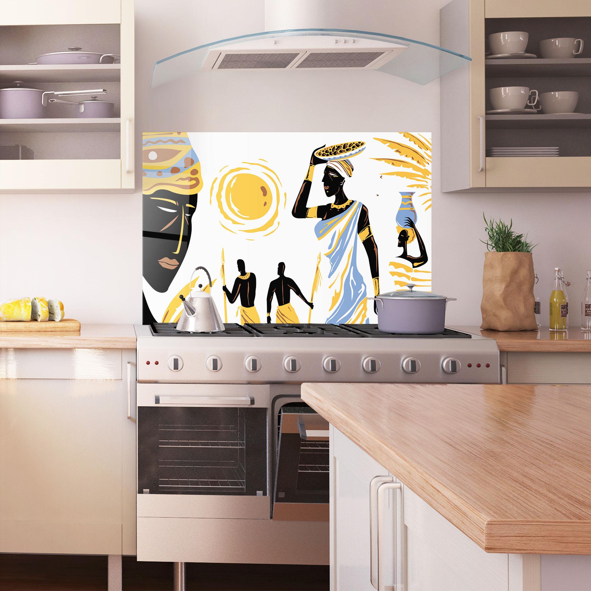 Стъклен панел за кухня African Drawing mockup 1