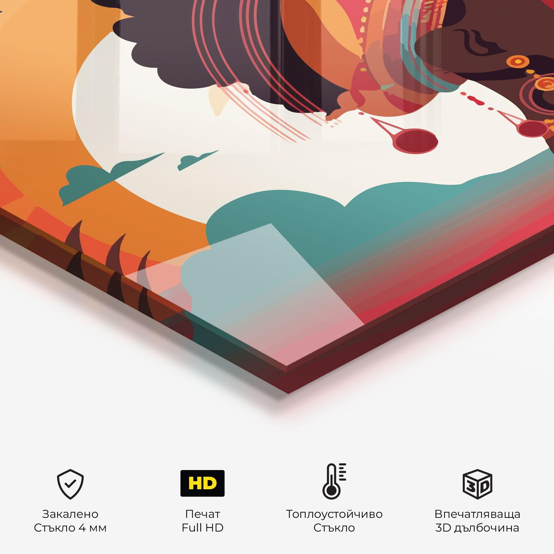 Стъклен панел за кухня African Lady Art mockup 2