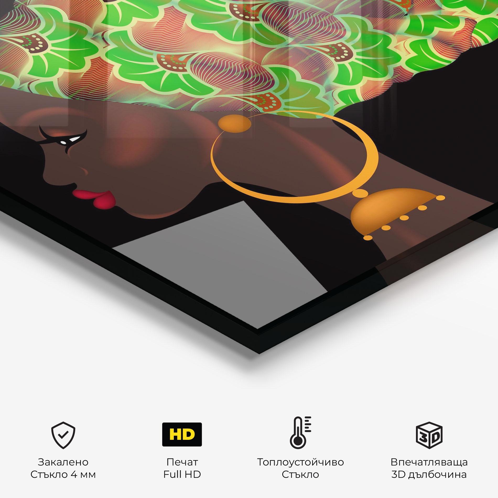 Стъклен панел за кухня Ankara Headwrap mockup 2