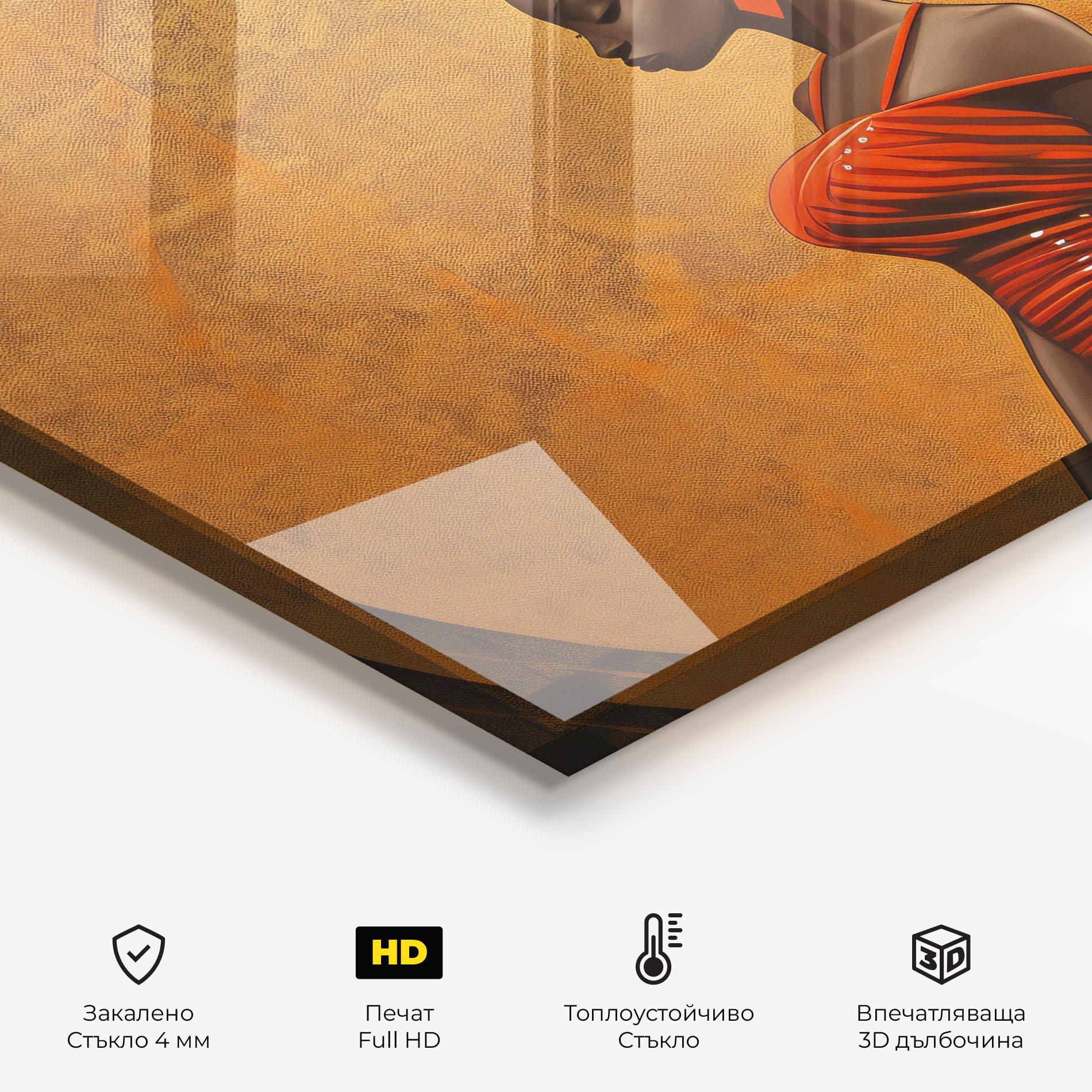 Стъклен панел за кухня Beautiful African Red Dress mockup 2