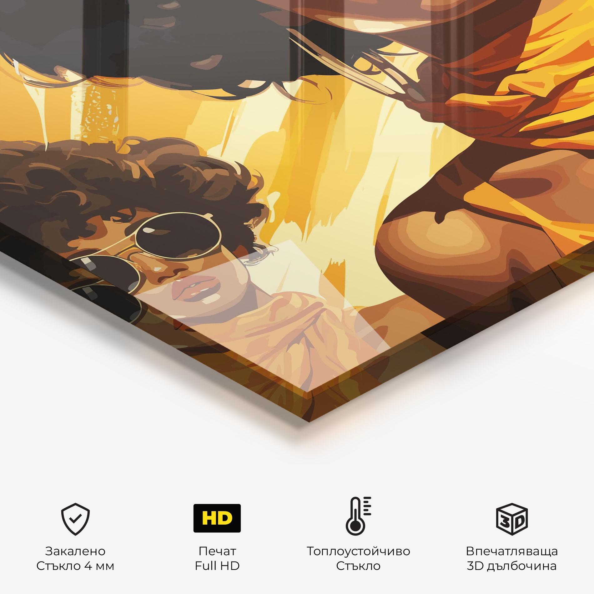 Стъклен панел за кухня Yellow African Scarf mockup 2