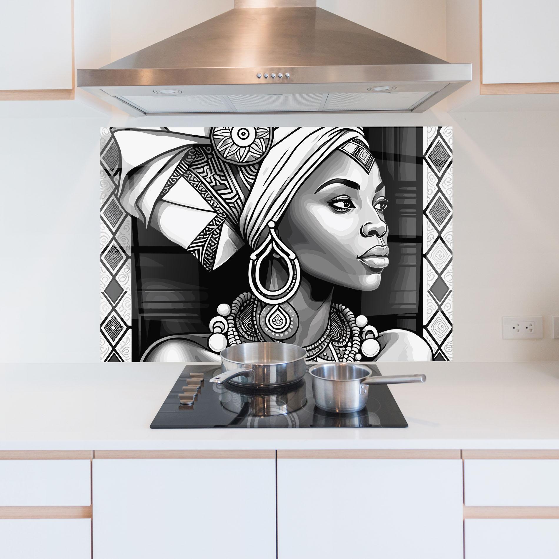 Стъклен панел за кухня African Lady mockup 5