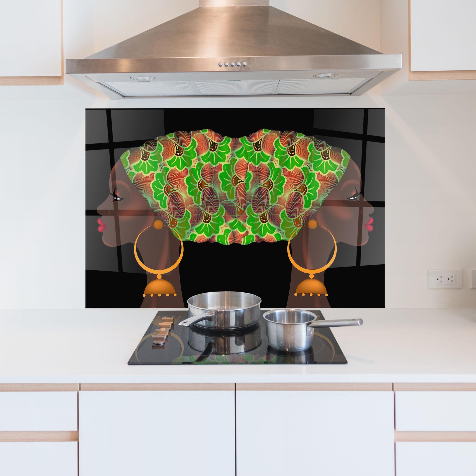 Стъклен панел за кухня Ankara Headwrap mockup 5