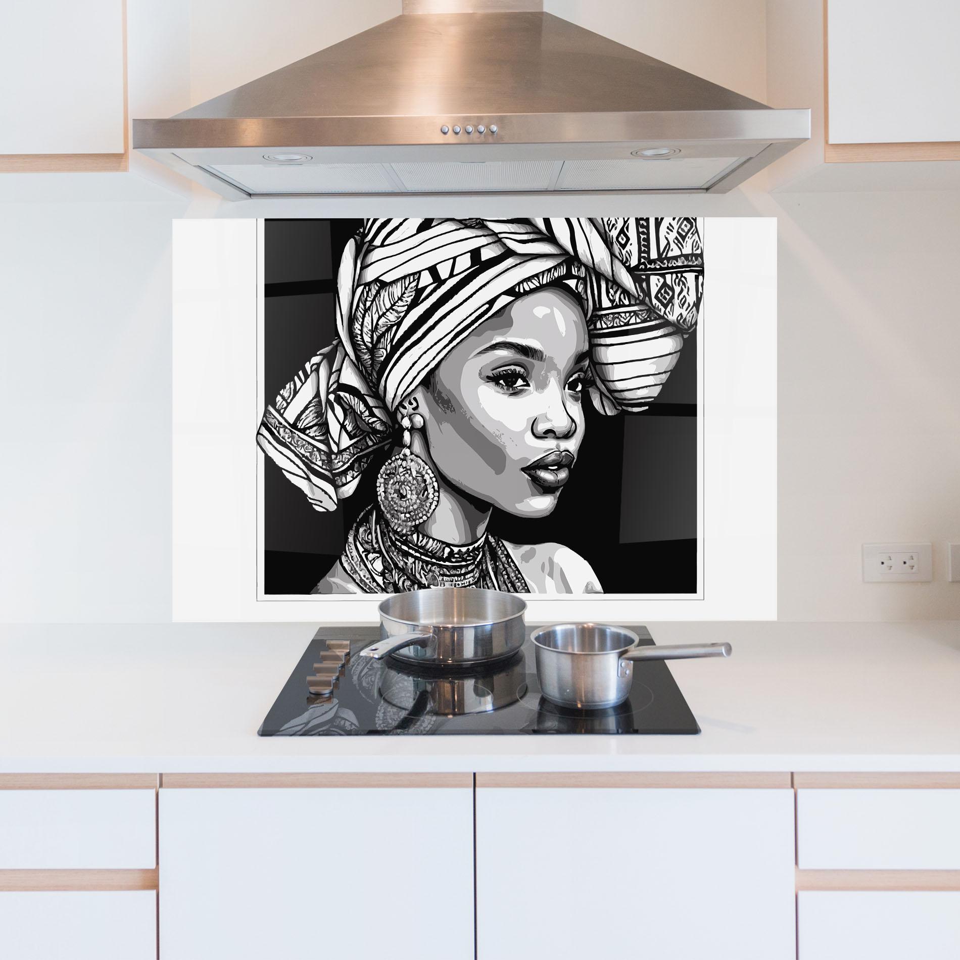 Стъклен панел за кухня Beautiful African Lady mockup 5
